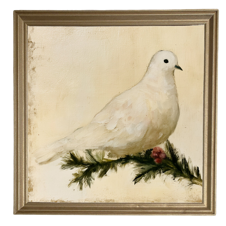 traditional oil painting with loose, restrained brushwork in neutral and gold tones, framed for farmhouse decor — product view 8
