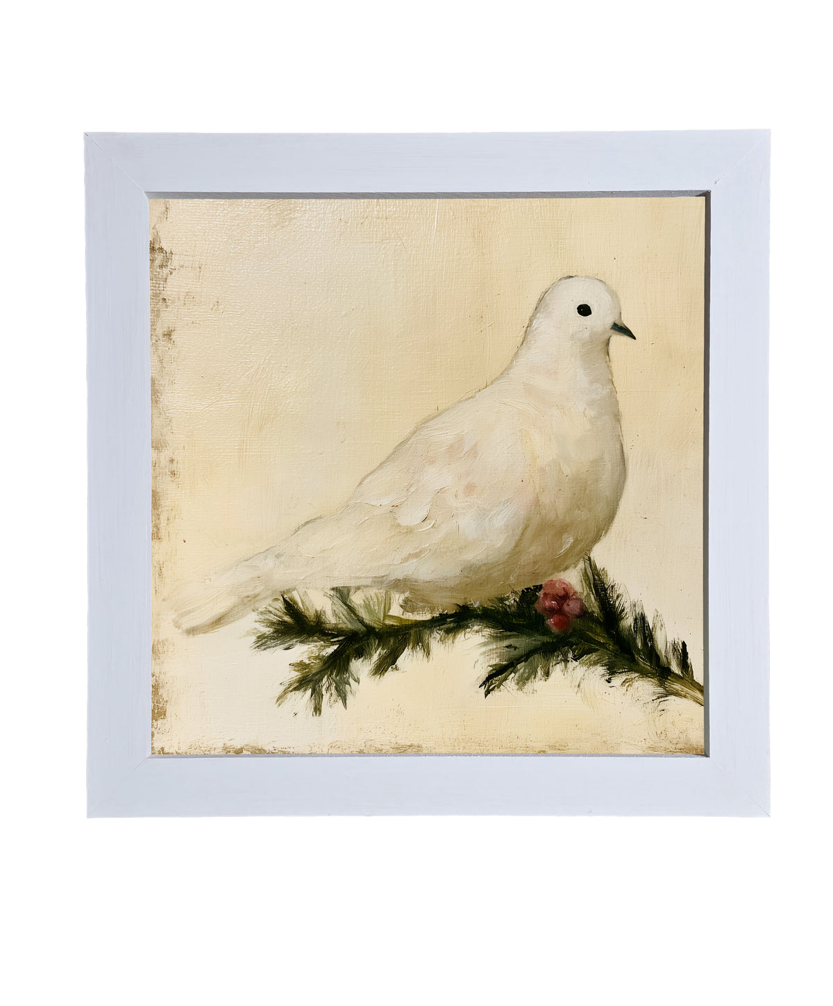 traditional oil painting with loose, restrained brushwork in neutral and gold tones, framed for farmhouse decor — product view 9