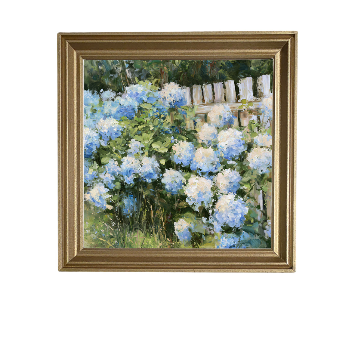 Lush blue and soft white hydrangeas arranged in a painterly farmhouse style — product view 5
