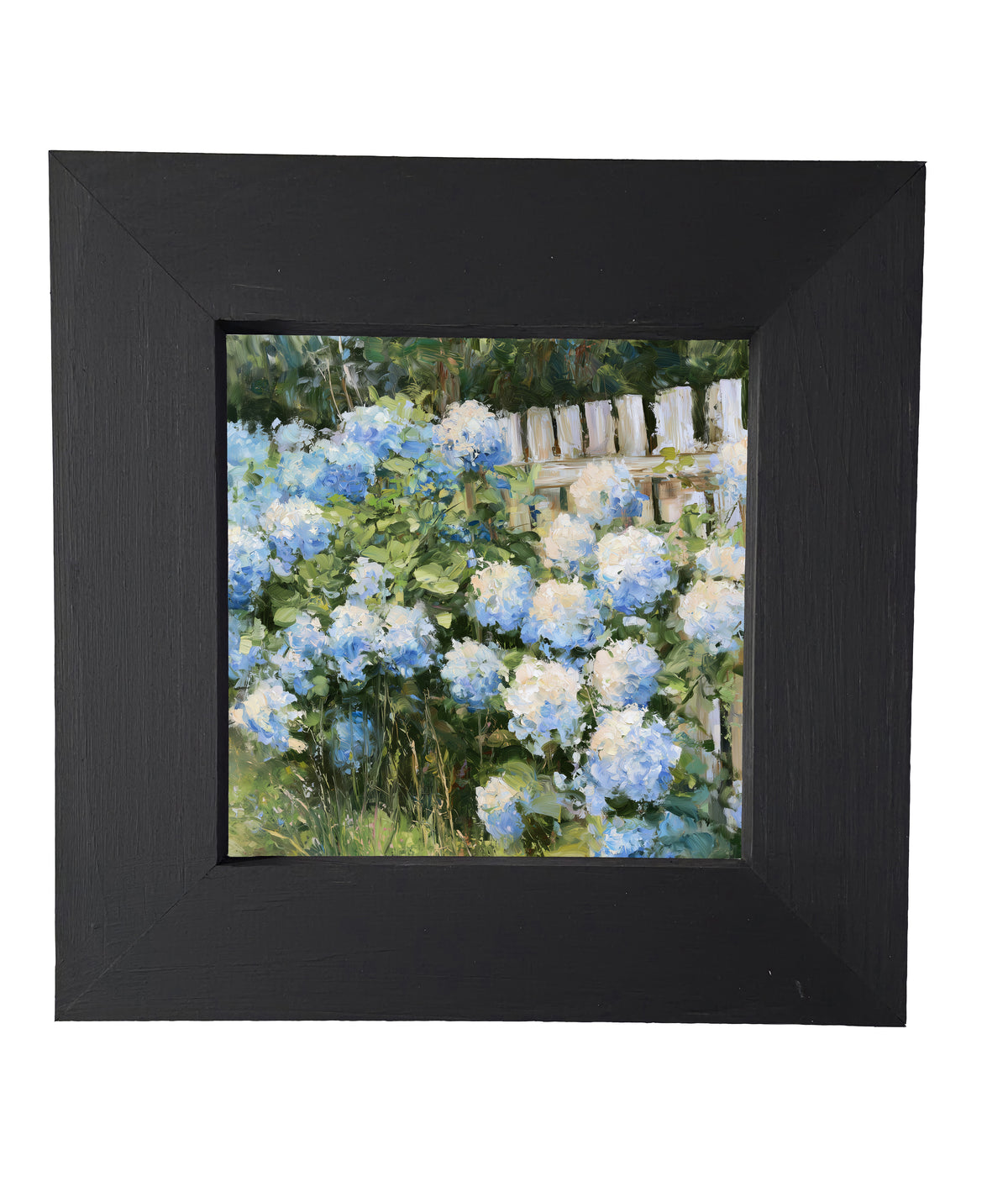 Lush blue and soft white hydrangeas arranged in a painterly farmhouse style — product view 4