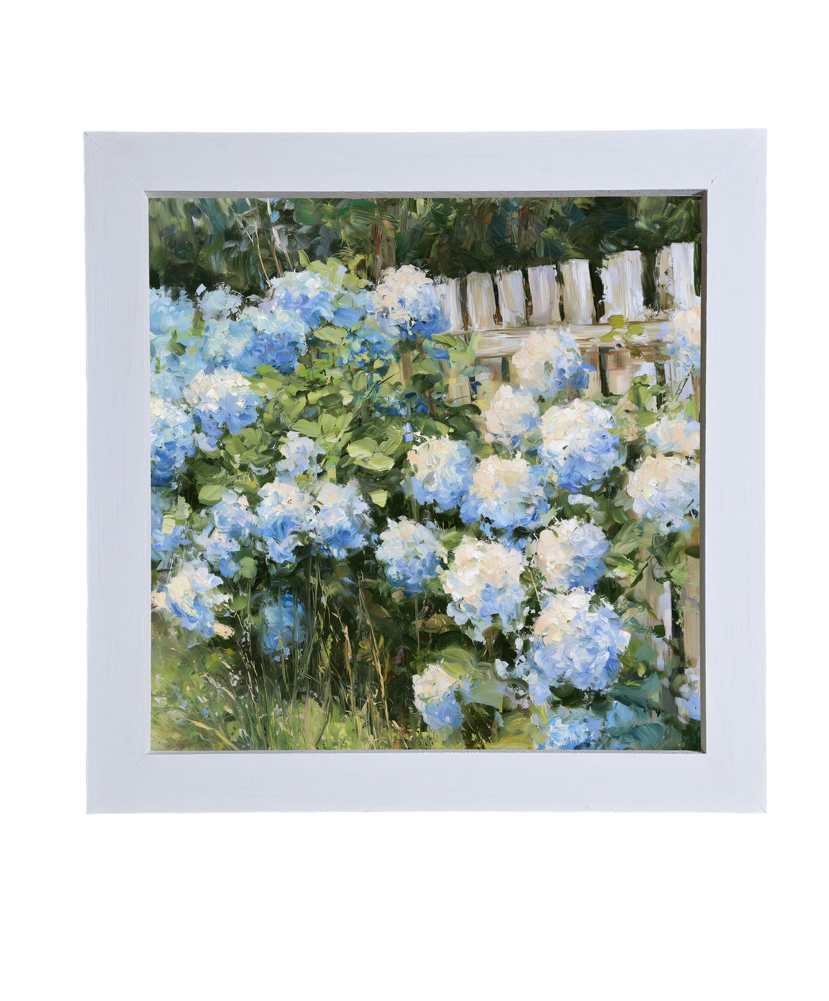 Lush blue and soft white hydrangeas arranged in a painterly farmhouse style — product view 9