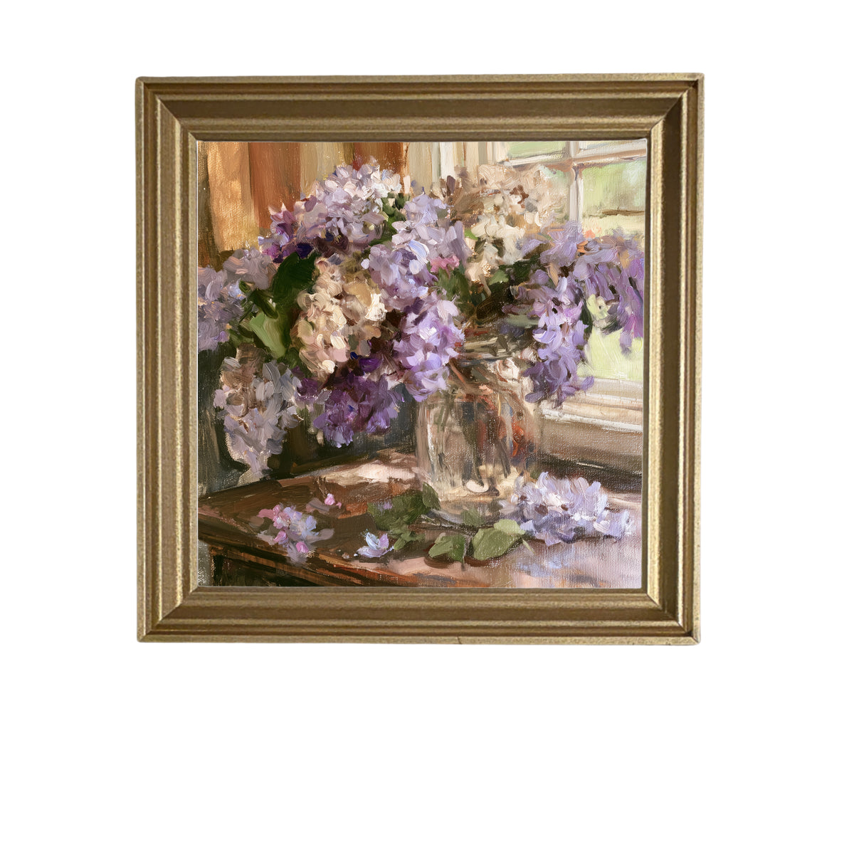 Framed wall art featuring a bouquet of lilacs in soft lavender and dusty purple tones — product view 6