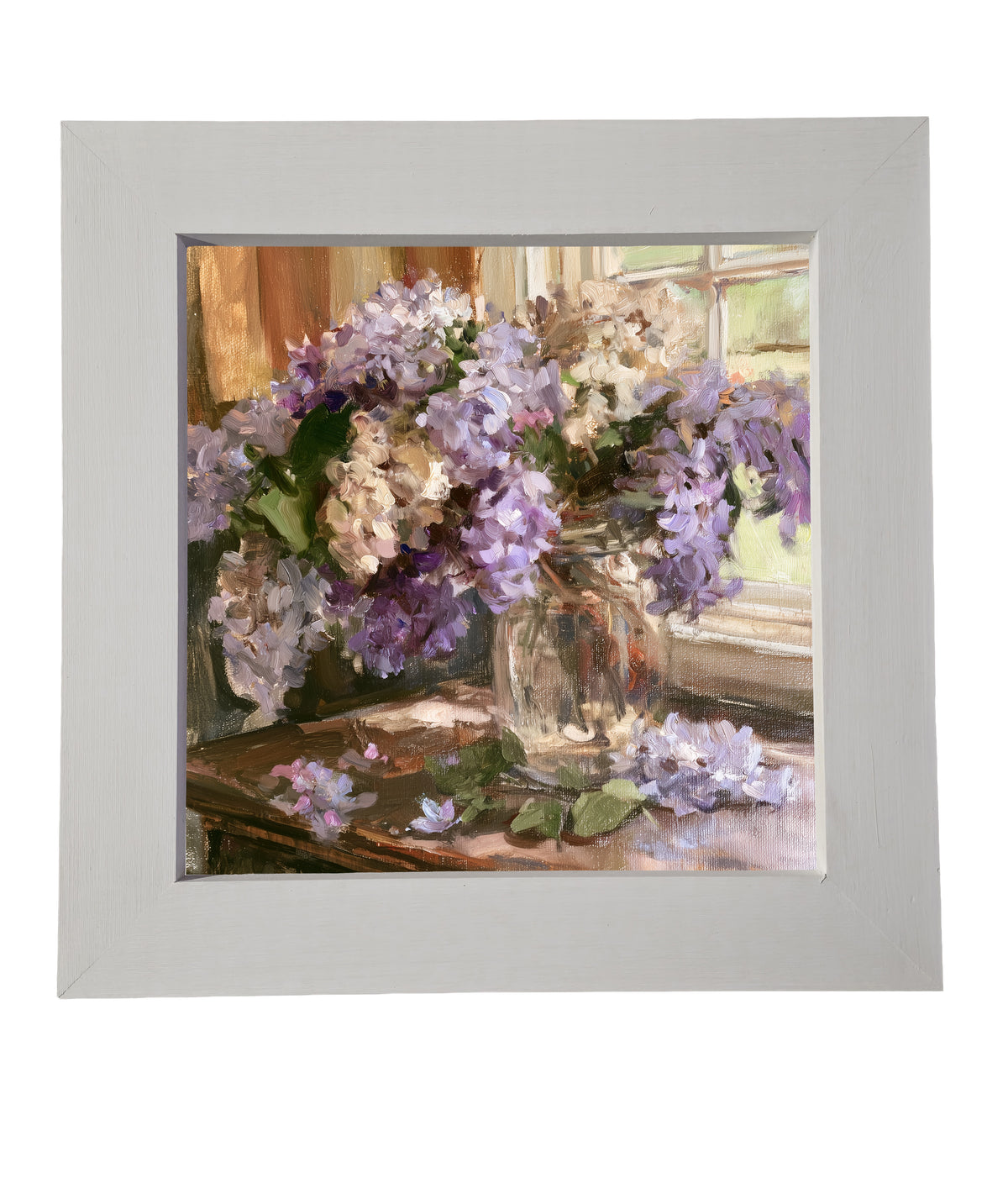 Framed wall art featuring a bouquet of lilacs in soft lavender and dusty purple tones — product view 7