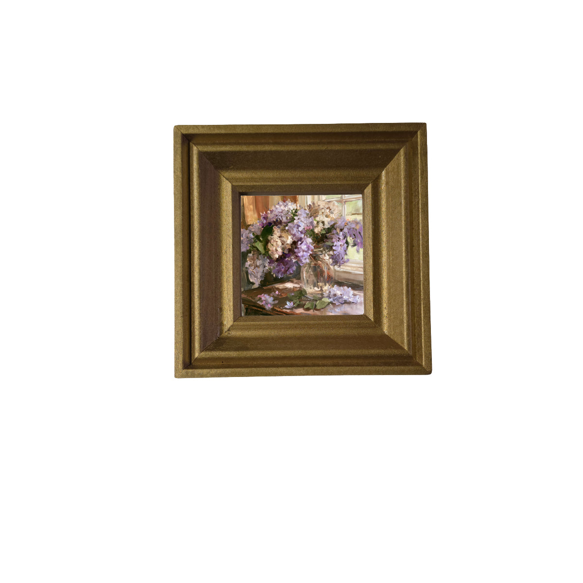 Framed wall art featuring a bouquet of lilacs in soft lavender and dusty purple tones — product view 2