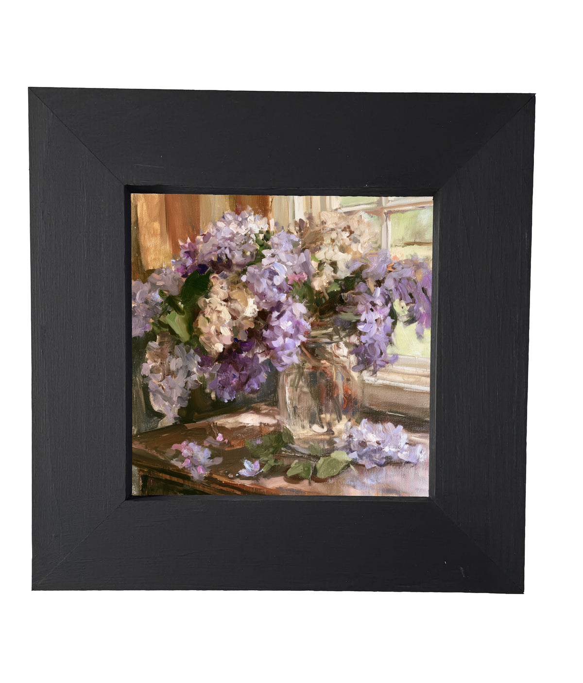 Framed wall art featuring a bouquet of lilacs in soft lavender and dusty purple tones — product view 5