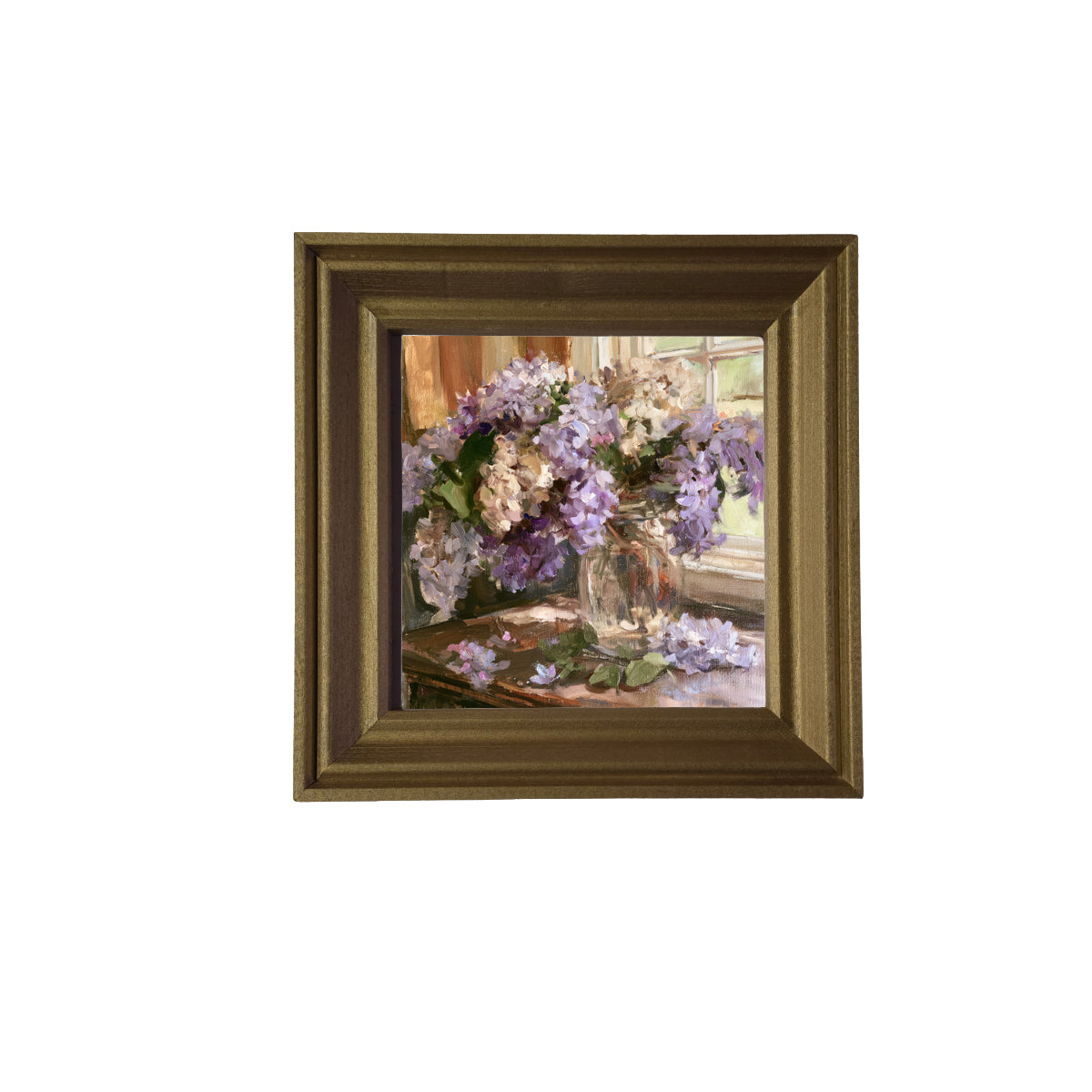 Framed wall art featuring a bouquet of lilacs in soft lavender and dusty purple tones — product view 3