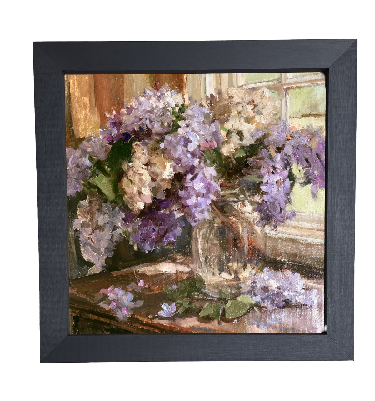 Framed wall art featuring a bouquet of lilacs in soft lavender and dusty purple tones — product view 10