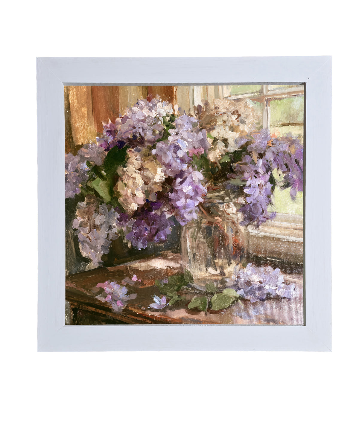 Framed wall art featuring a bouquet of lilacs in soft lavender and dusty purple tones — product view 9