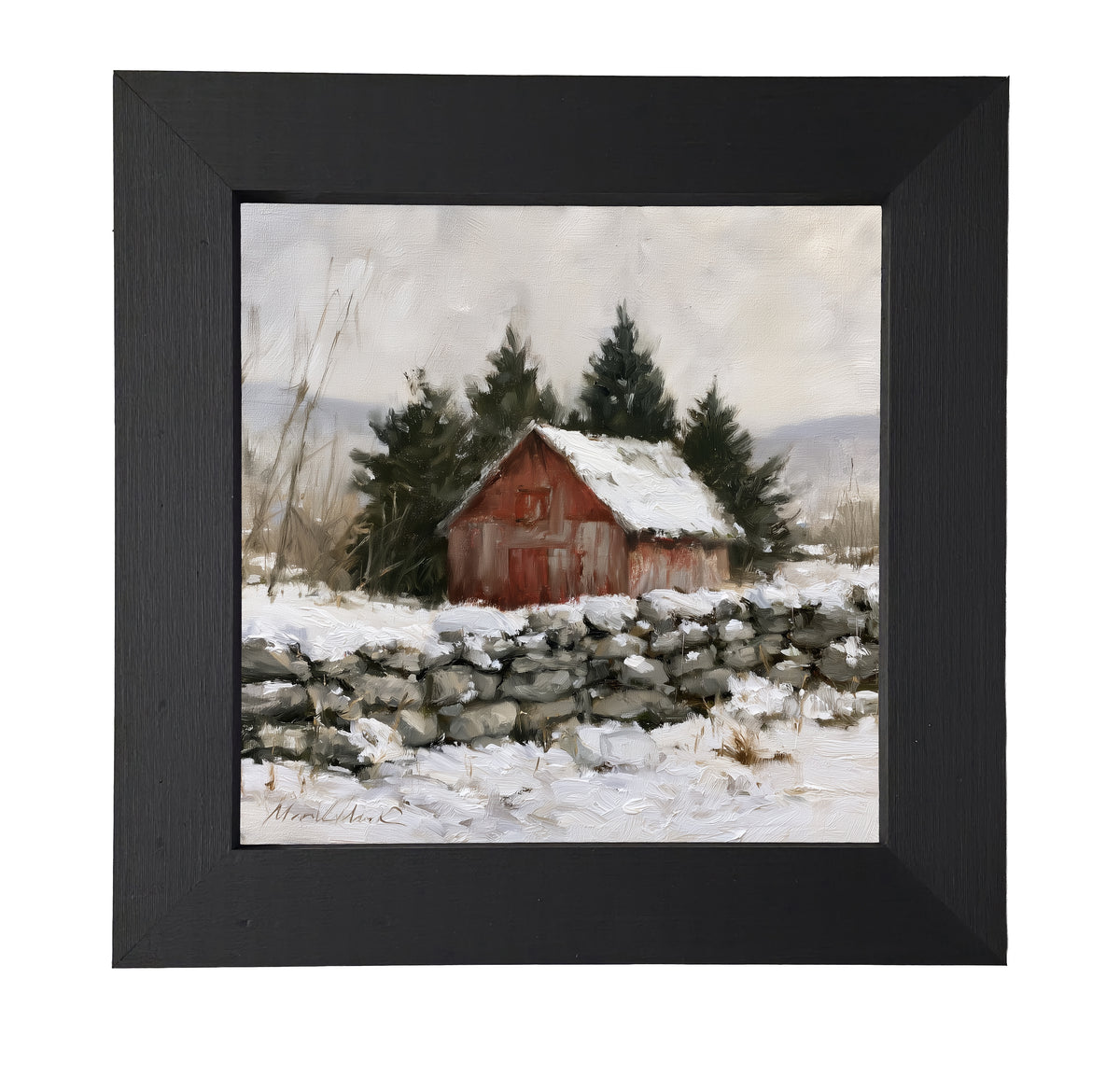 weathered red barn in a peaceful rural farmhouse landscape — product view 7