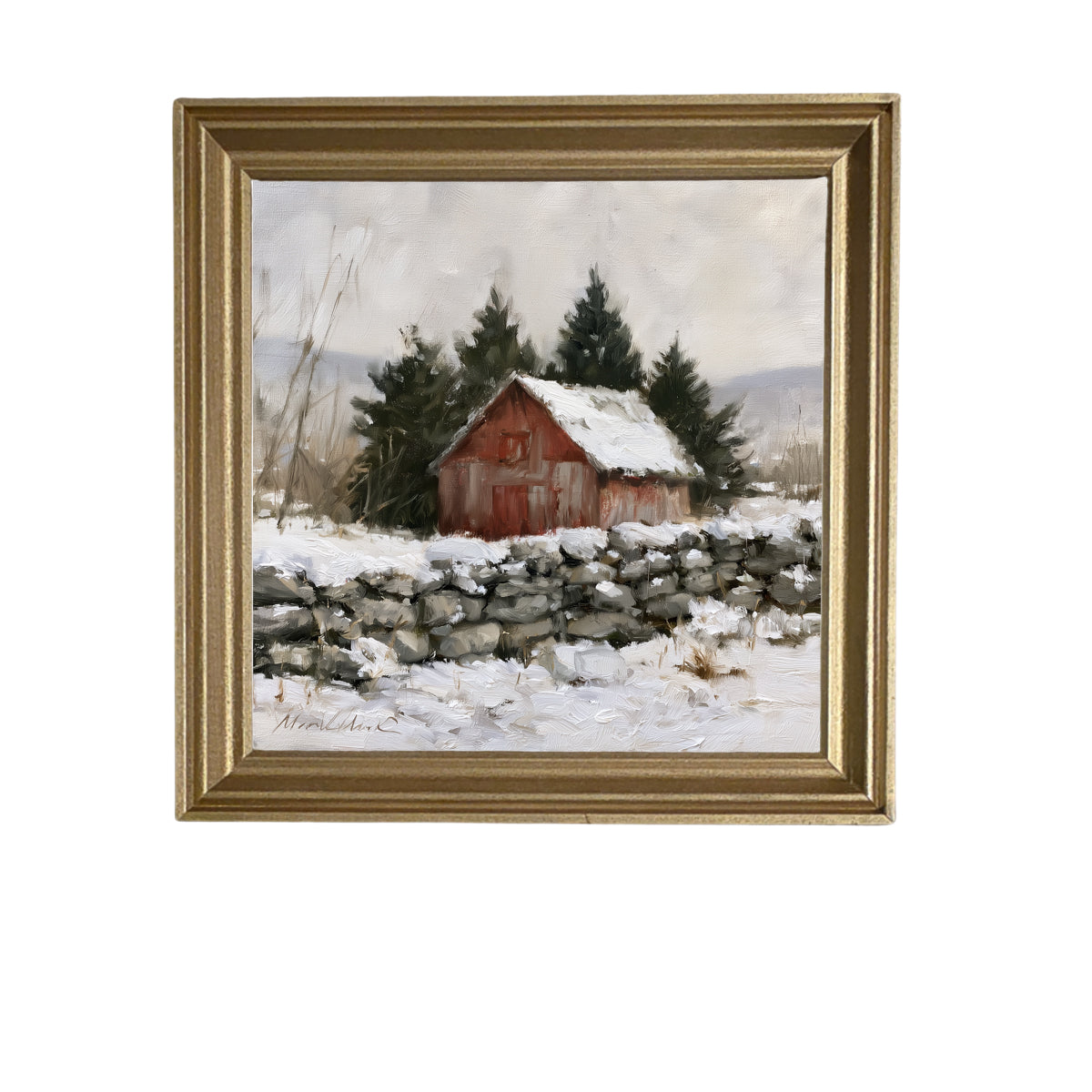 weathered red barn in a peaceful rural farmhouse landscape — product view 6