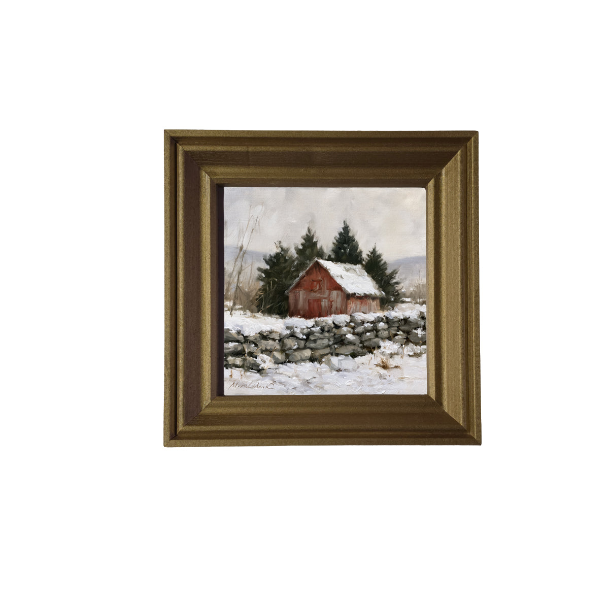 weathered red barn in a peaceful rural farmhouse landscape — product view 3