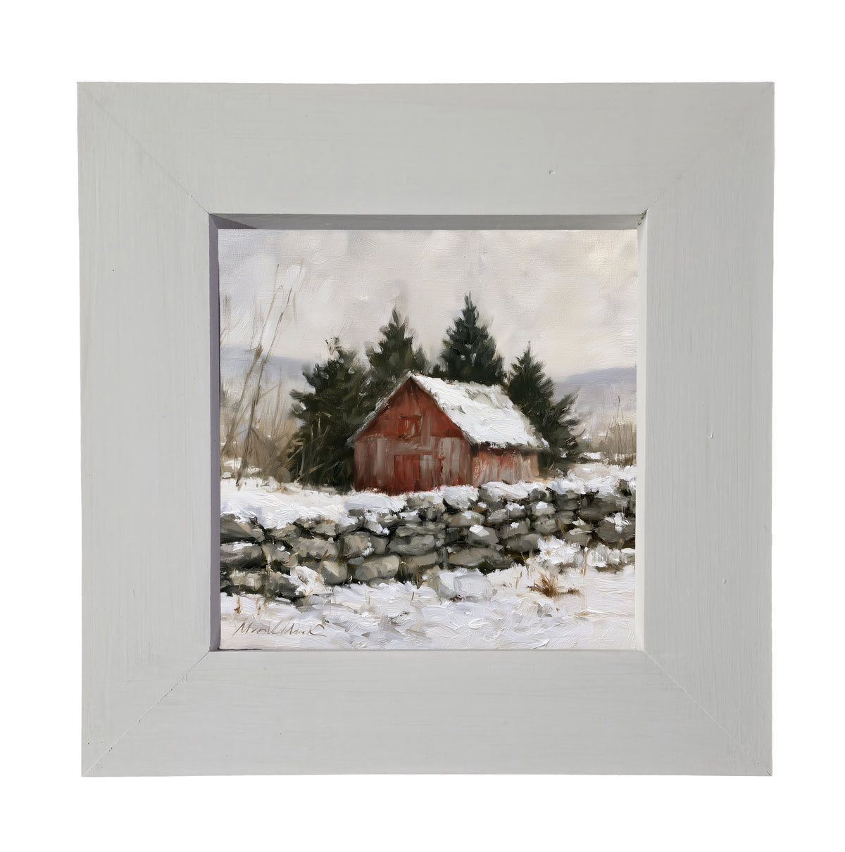 weathered red barn in a peaceful rural farmhouse landscape — product view 4