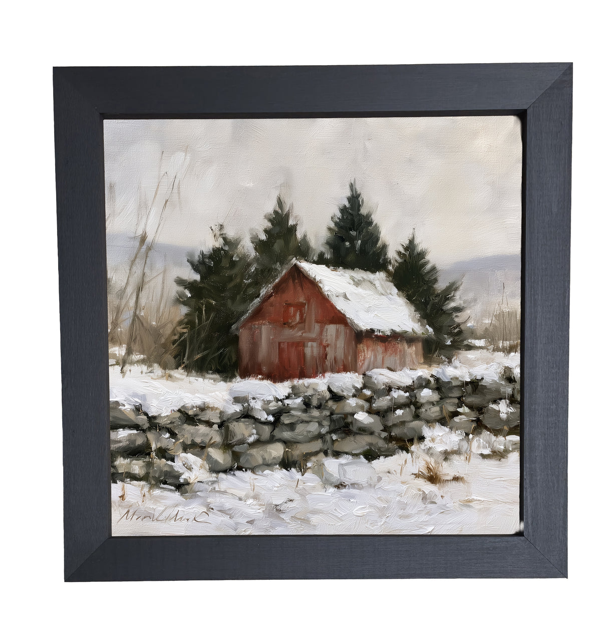 weathered red barn in a peaceful rural farmhouse landscape — product view 10