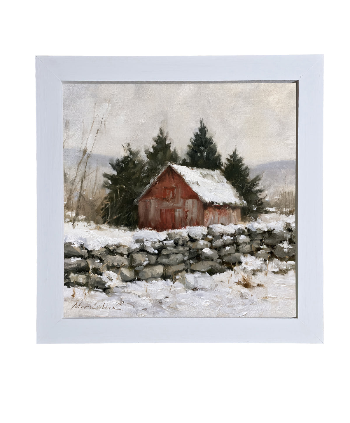 weathered red barn in a peaceful rural farmhouse landscape — product view 9