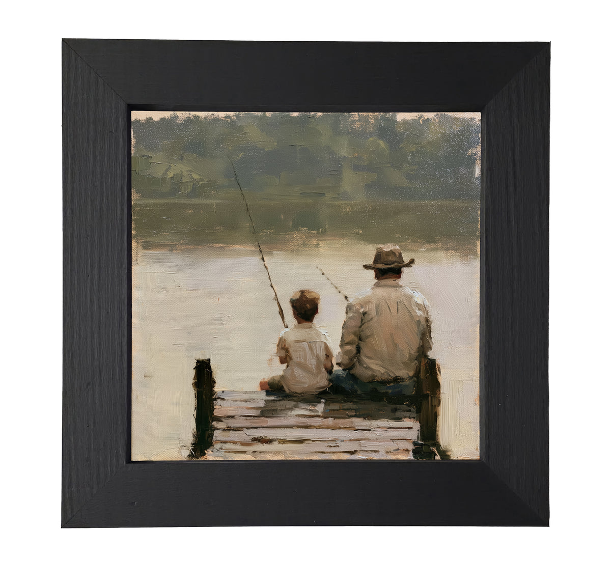 Traditional oil painting with loose, restrained brushwork in neutral and gold tones, framed for farmhouse decor — product view 7