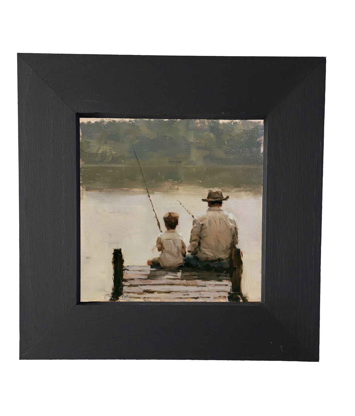 Traditional oil painting with loose, restrained brushwork in neutral and gold tones, framed for farmhouse decor — product view 5