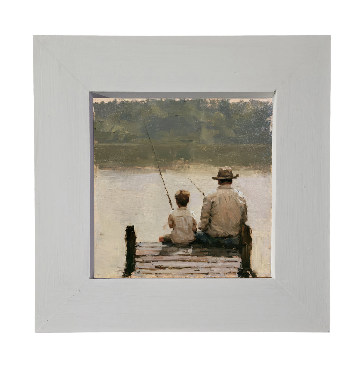 Traditional oil painting with loose, restrained brushwork in neutral and gold tones, framed for farmhouse decor — product view 4