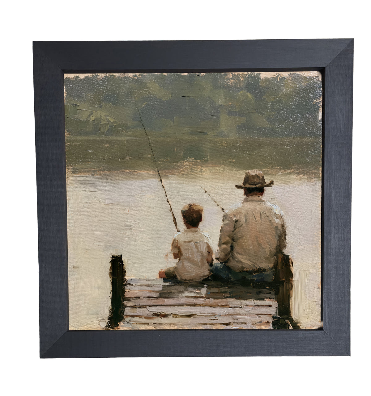 Traditional oil painting with loose, restrained brushwork in neutral and gold tones, framed for farmhouse decor — product view 10