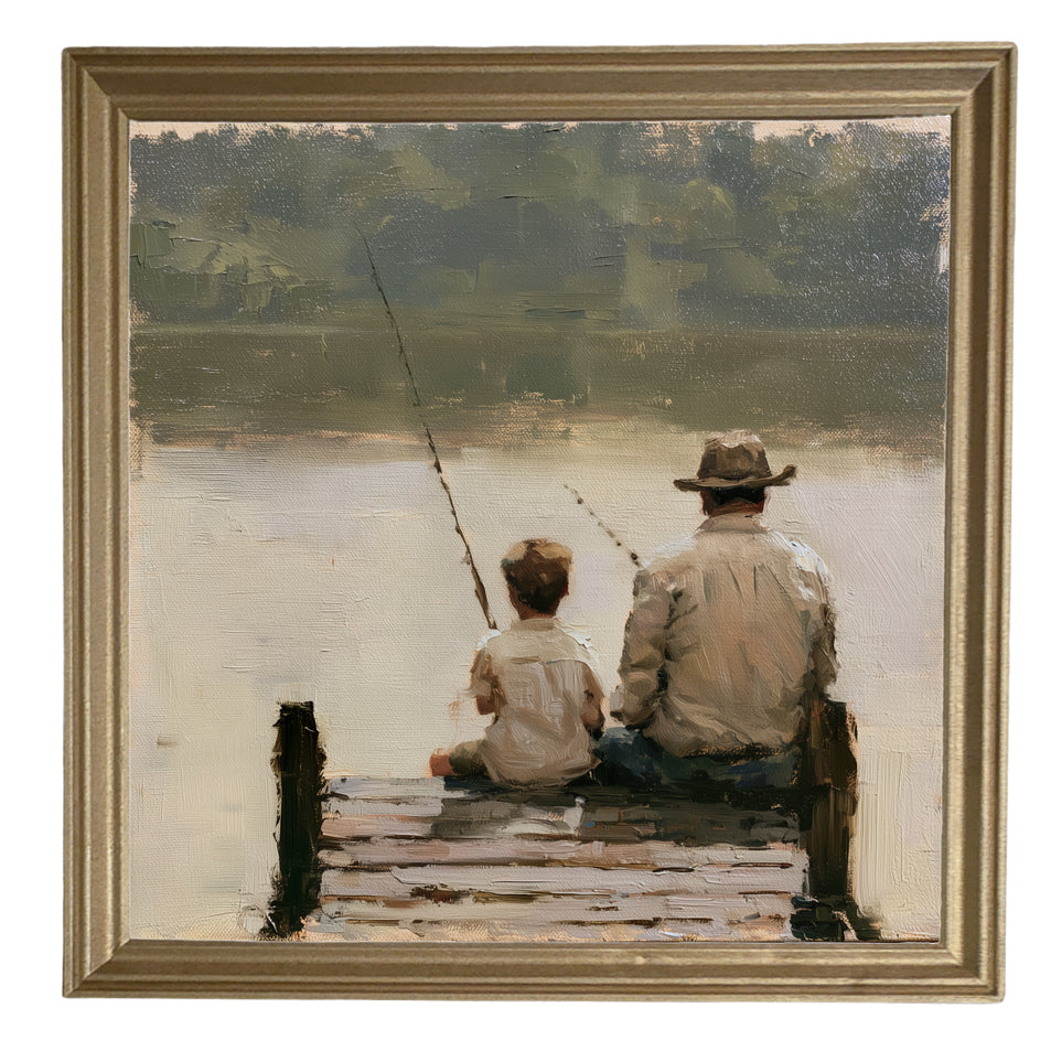 Traditional oil painting with loose, restrained brushwork in neutral and gold tones, framed for farmhouse decor — product view 8