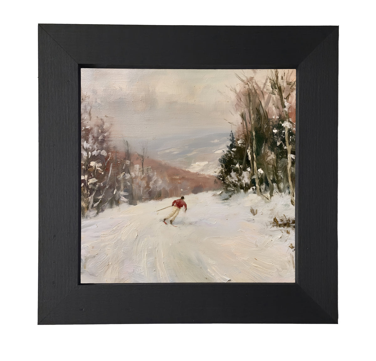 Traditional oil painting with loose, restrained brushwork in neutral and gold tones, framed for farmhouse decor — product view 7