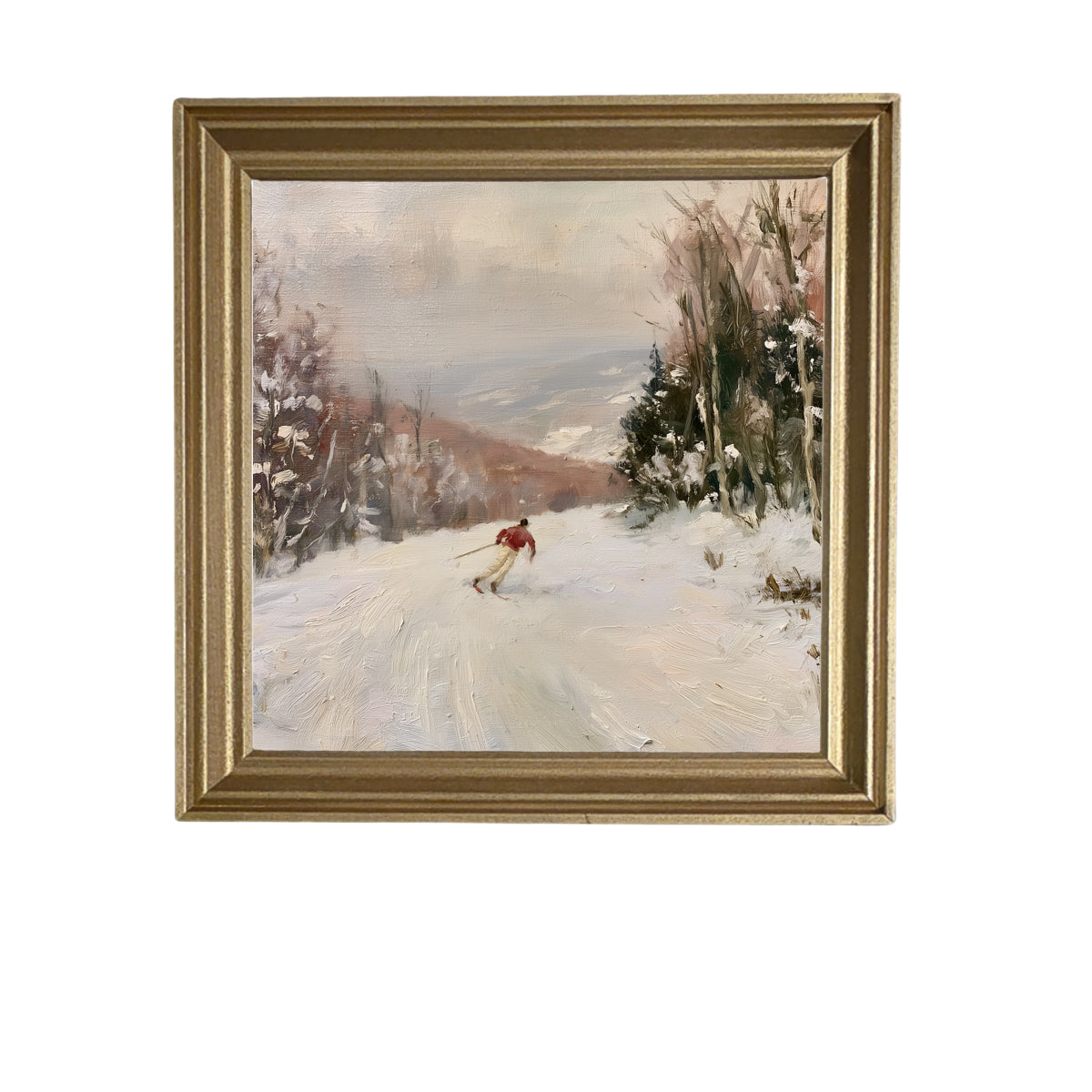 Traditional oil painting with loose, restrained brushwork in neutral and gold tones, framed for farmhouse decor — product view 6