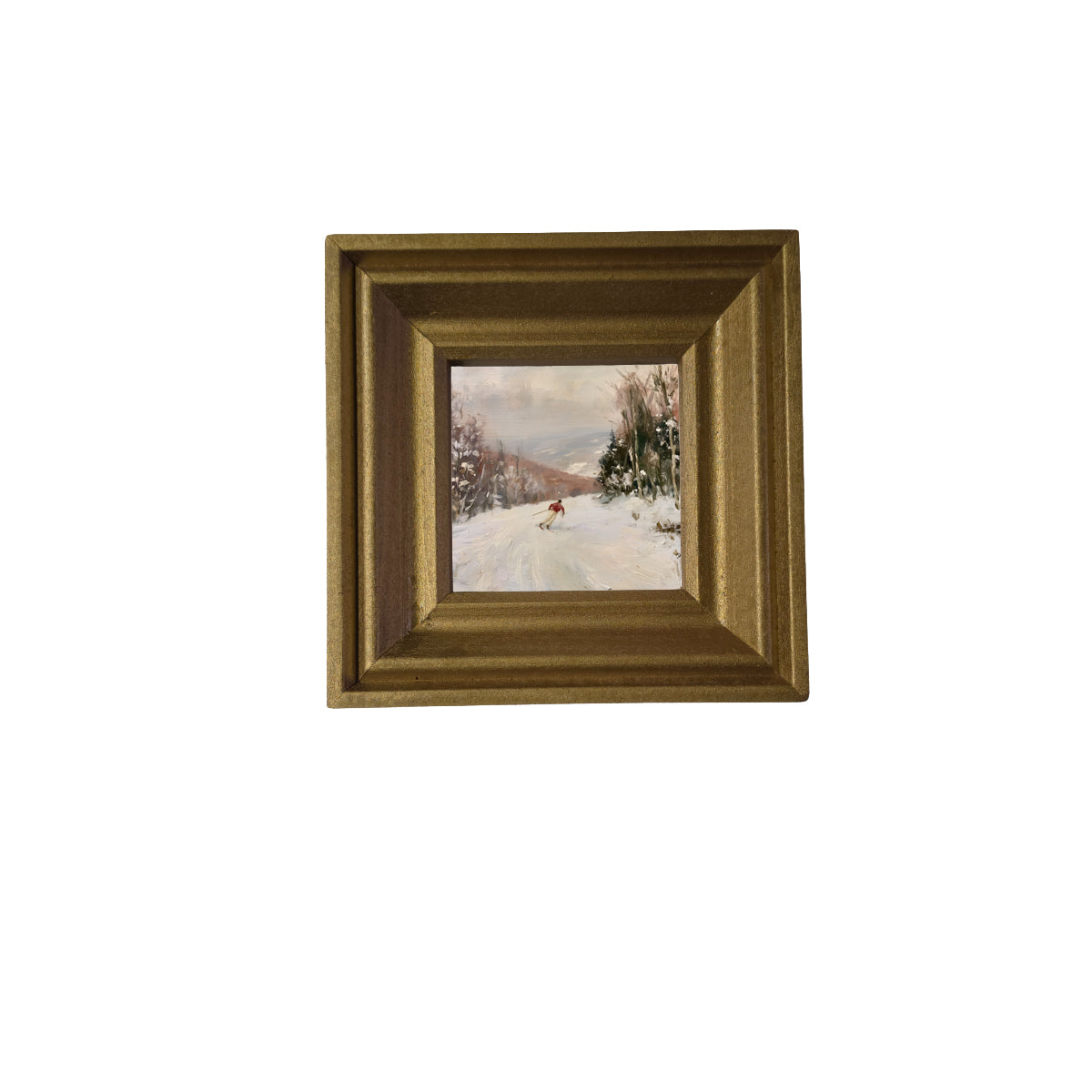 Traditional oil painting with loose, restrained brushwork in neutral and gold tones, framed for farmhouse decor — product view 2