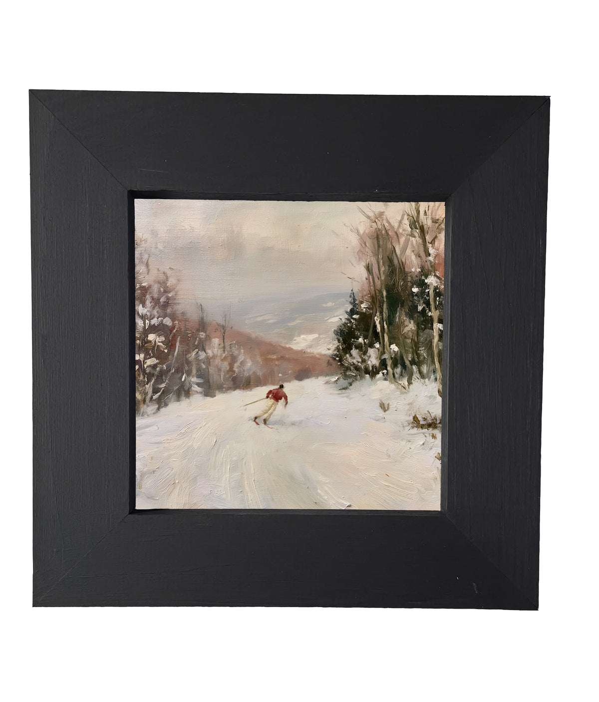 Traditional oil painting with loose, restrained brushwork in neutral and gold tones, framed for farmhouse decor — product view 5