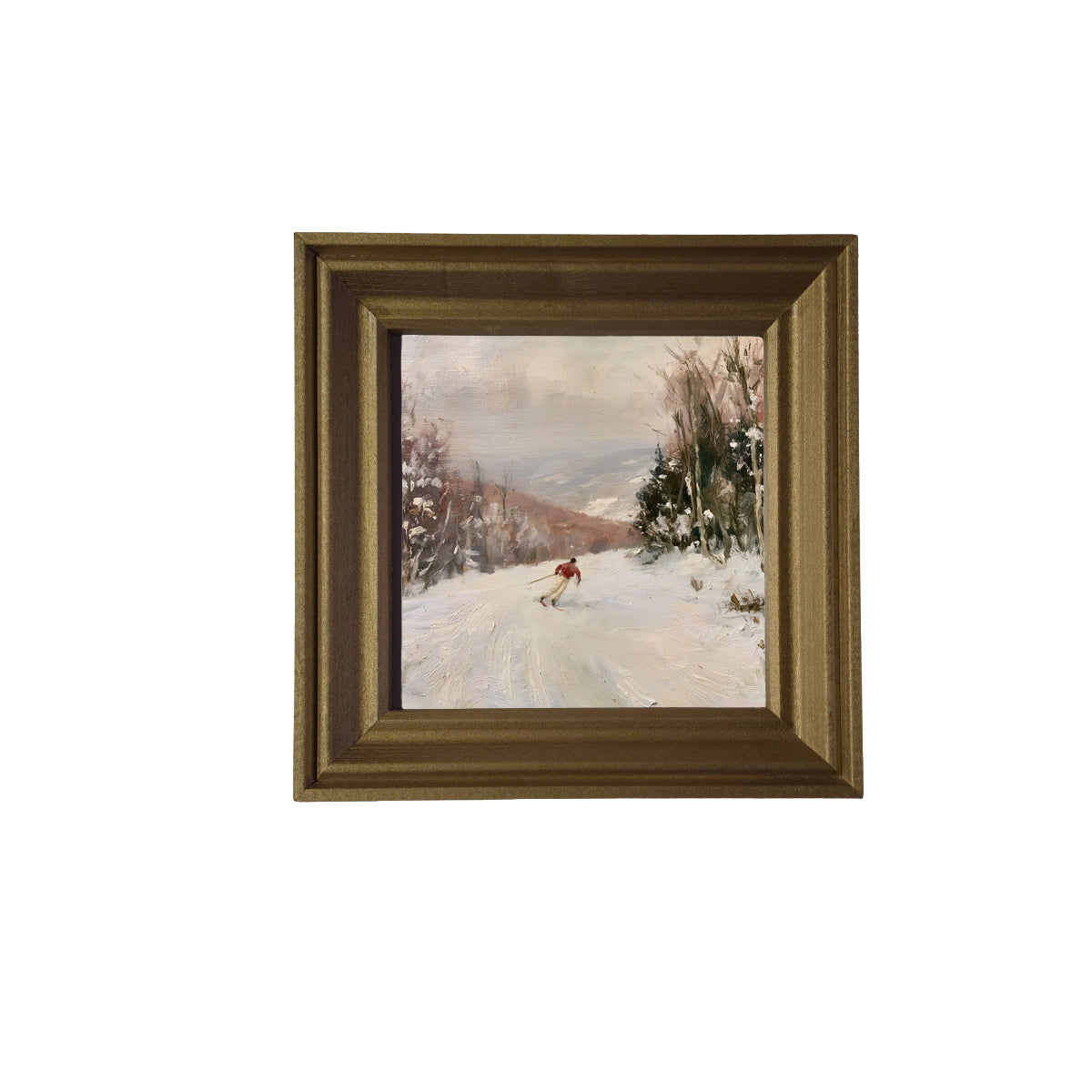 Traditional oil painting with loose, restrained brushwork in neutral and gold tones, framed for farmhouse decor — product view 3