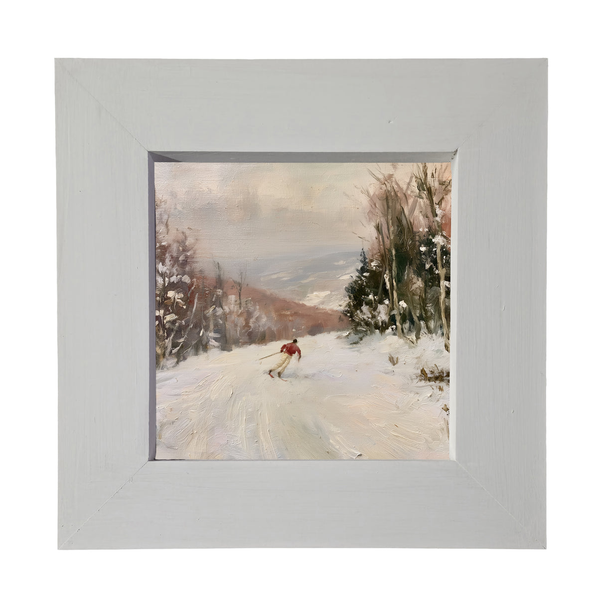 Traditional oil painting with loose, restrained brushwork in neutral and gold tones, framed for farmhouse decor — product view 4
