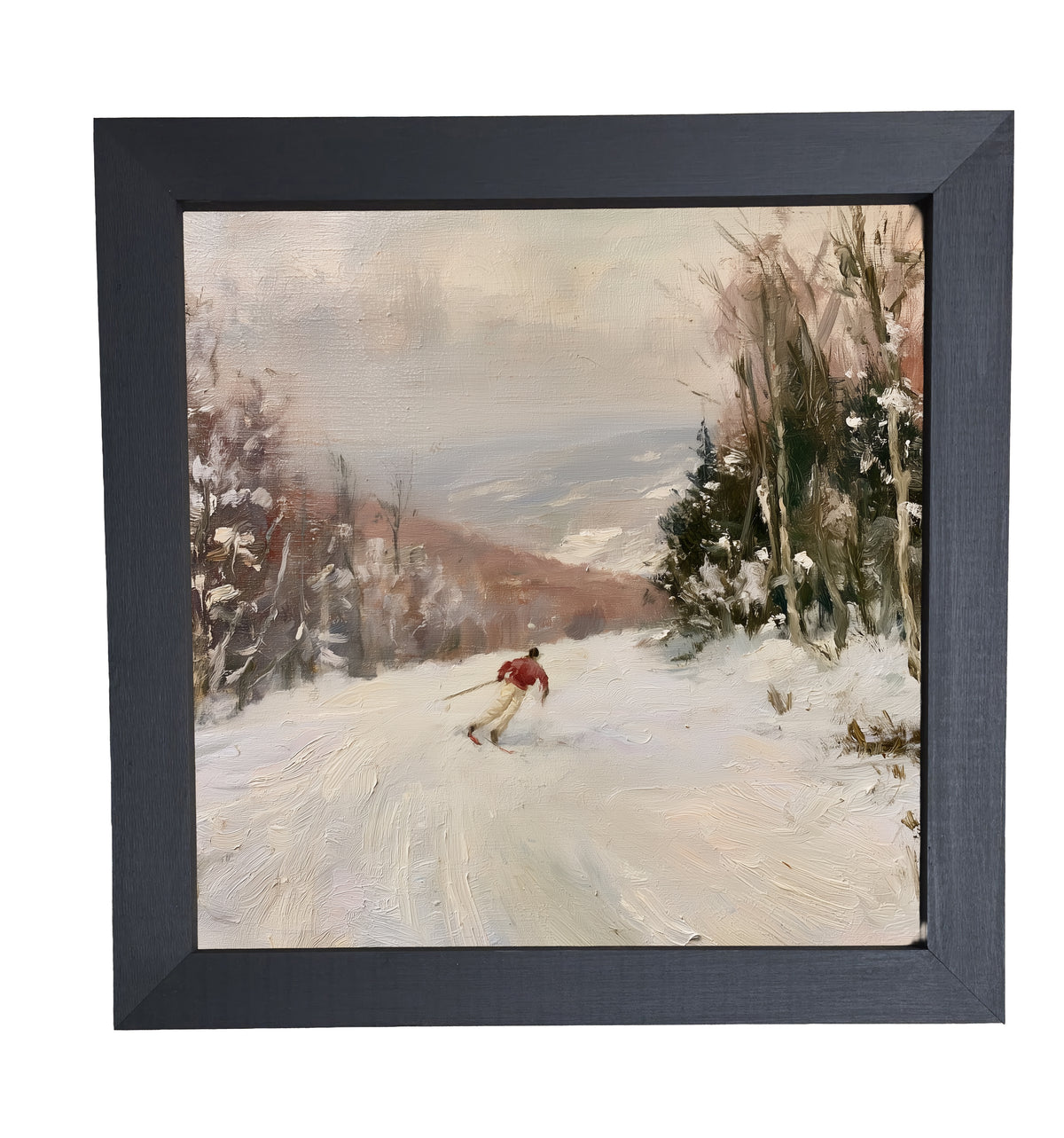 Traditional oil painting with loose, restrained brushwork in neutral and gold tones, framed for farmhouse decor — product view 10