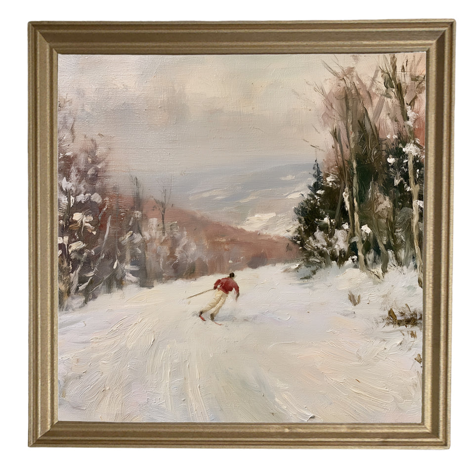Traditional oil painting with loose, restrained brushwork in neutral and gold tones, framed for farmhouse decor — product view 8