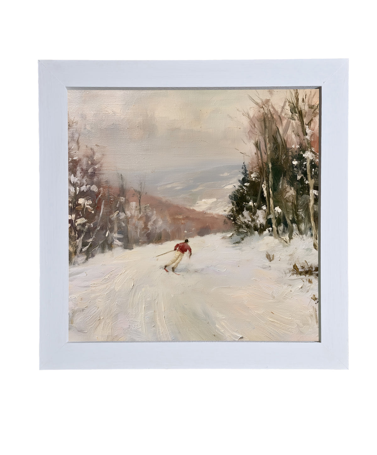 Traditional oil painting with loose, restrained brushwork in neutral and gold tones, framed for farmhouse decor — product view 9