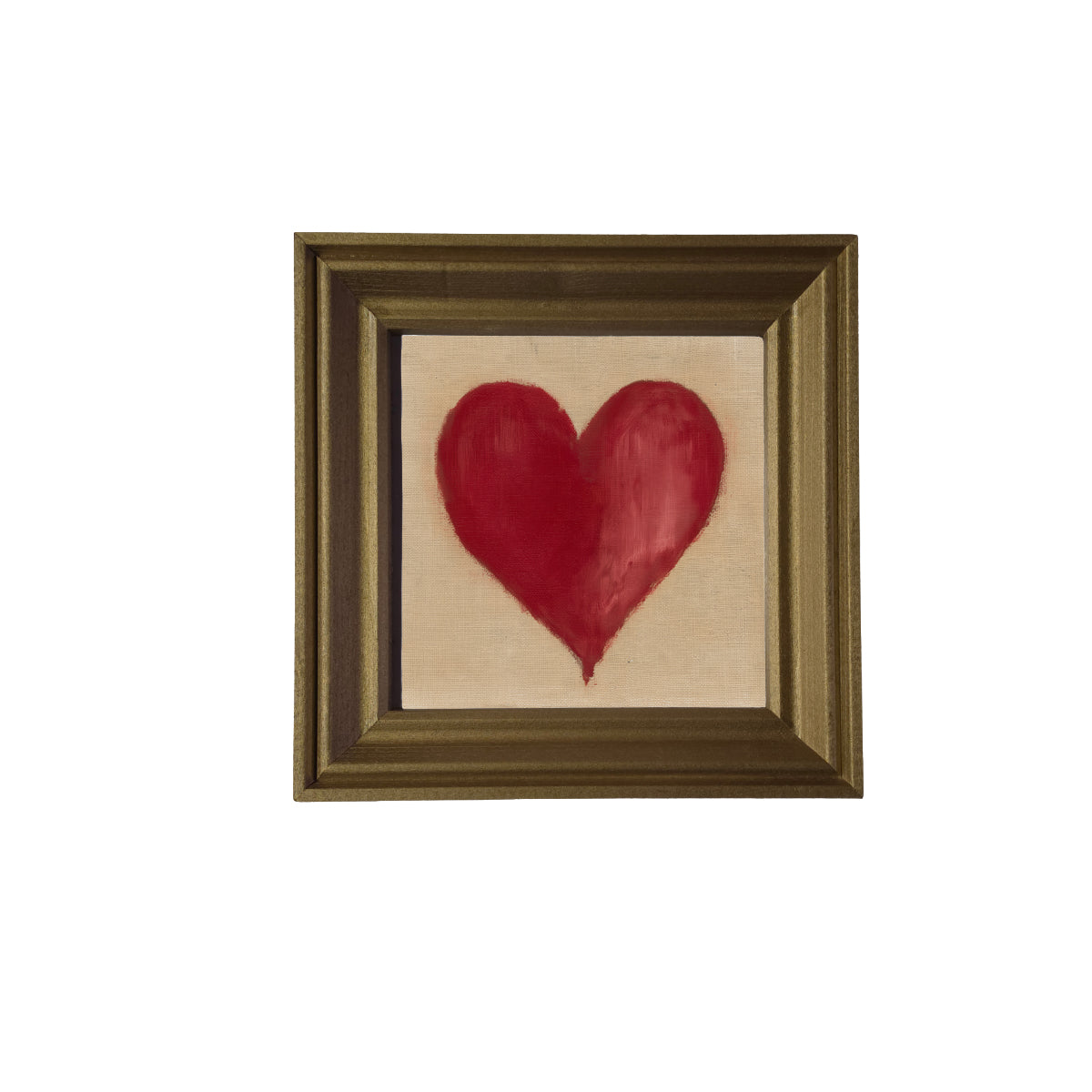 rustic framed art featuring a softly imperfect deep red heart on white background — product view 3