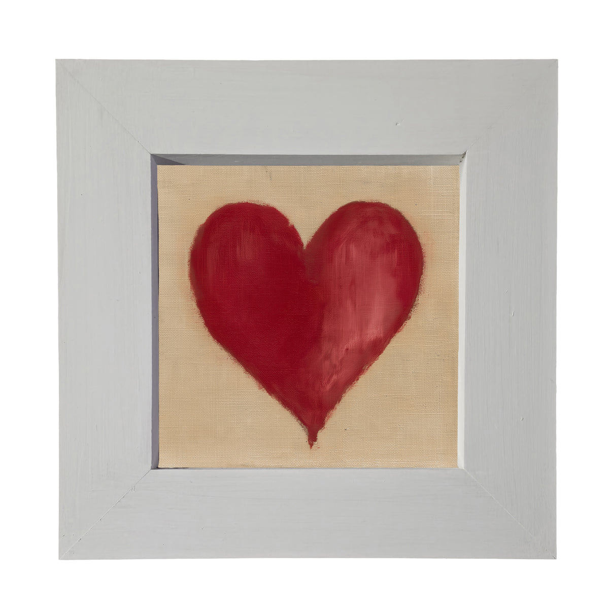 rustic framed art featuring a softly imperfect deep red heart on white background — product view 4
