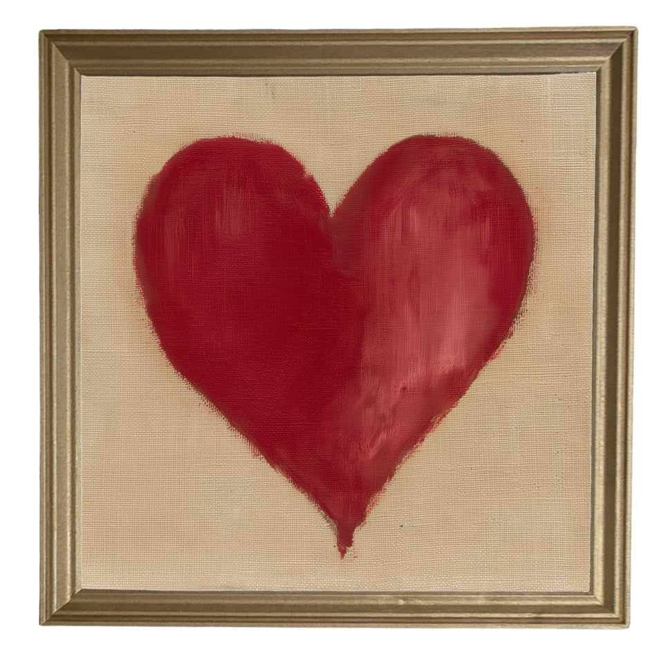 rustic framed art featuring a softly imperfect deep red heart on white background — product view 8