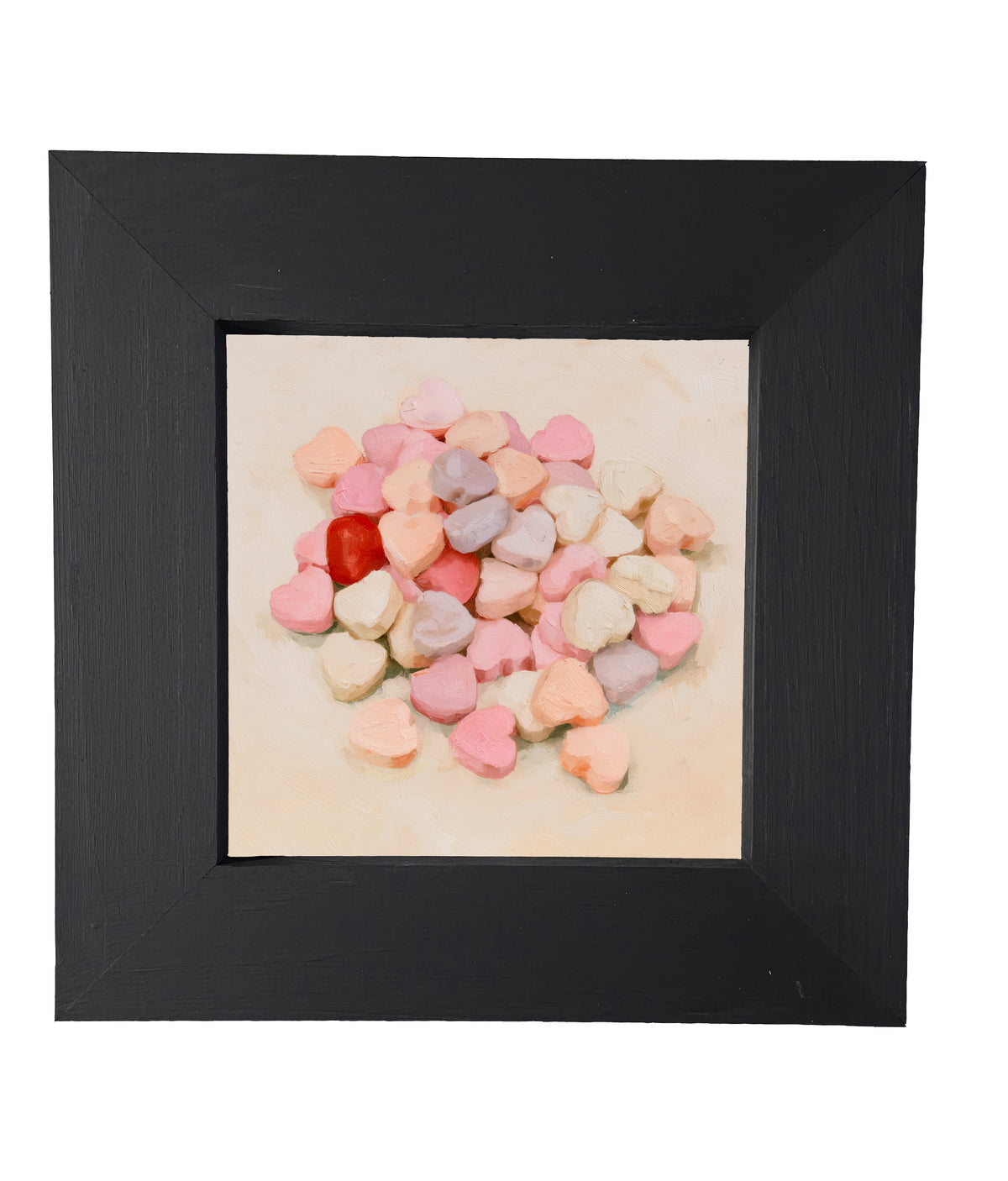 Old-fashioned pastel conversation hearts arranged in a rustic framed artwork — product view 5