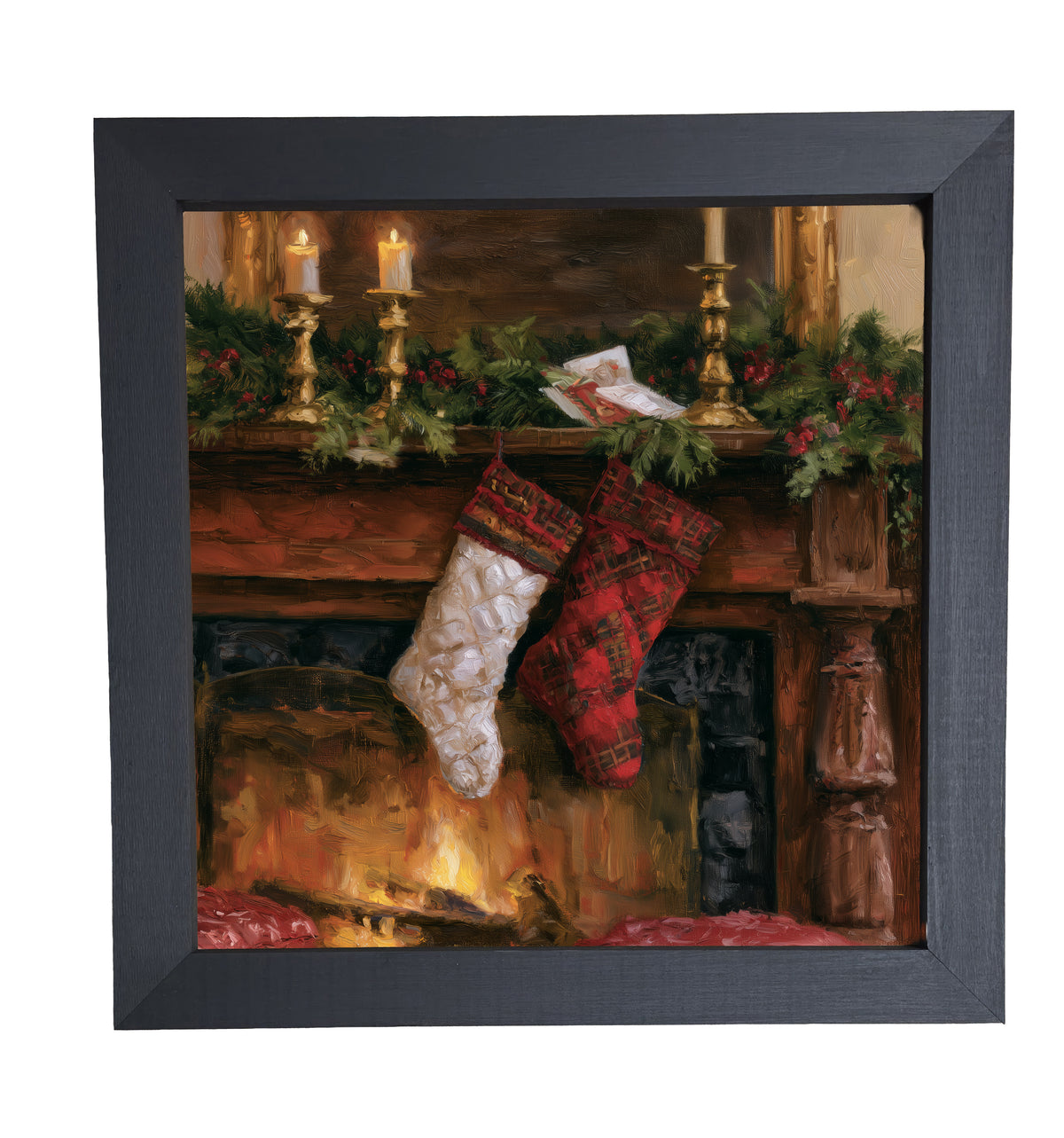 Rustic farmhouse Christmas still life with red, green, and gold accents in a handcrafted wood frame — product view 10