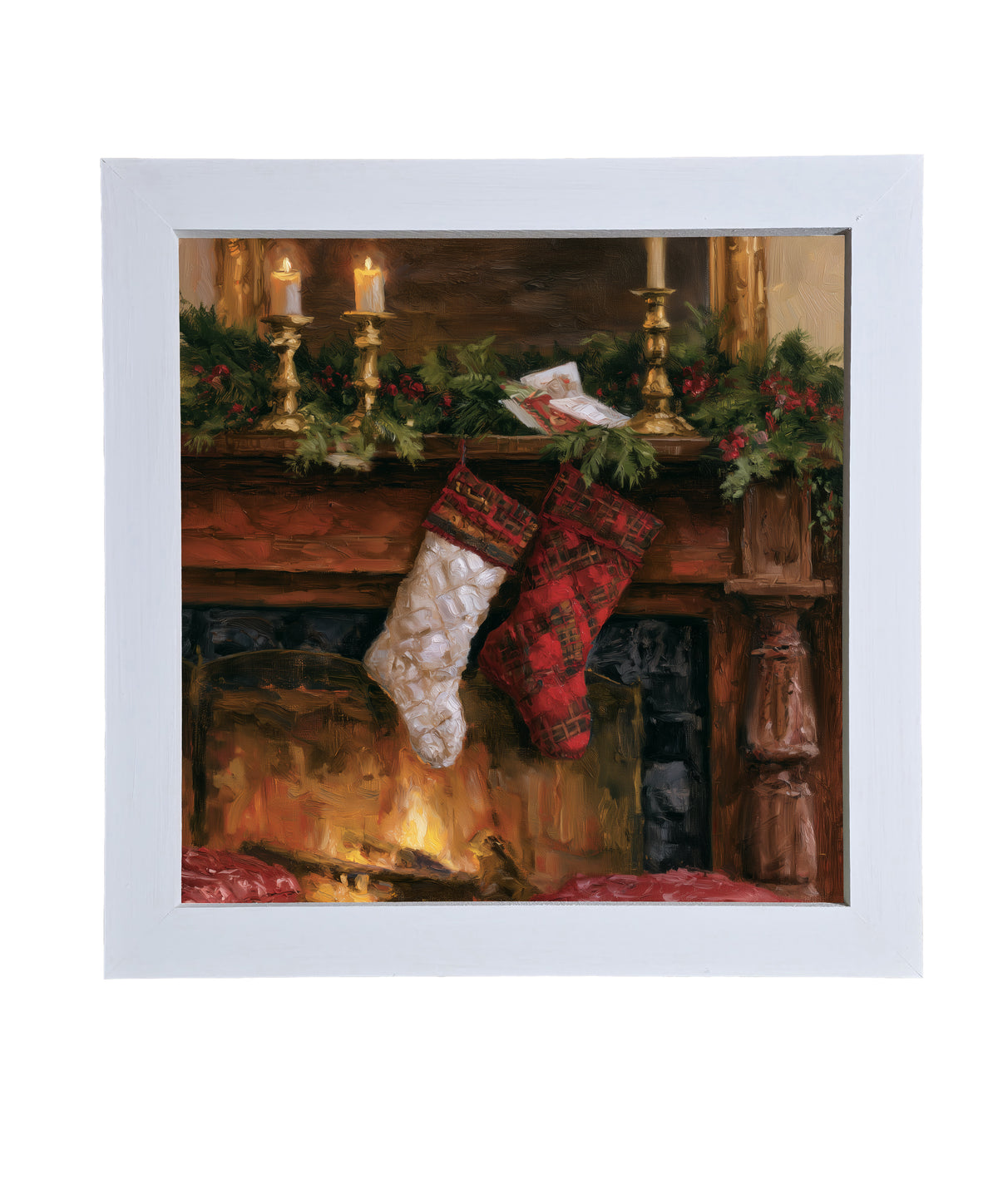 Rustic farmhouse Christmas still life with red, green, and gold accents in a handcrafted wood frame — product view 9