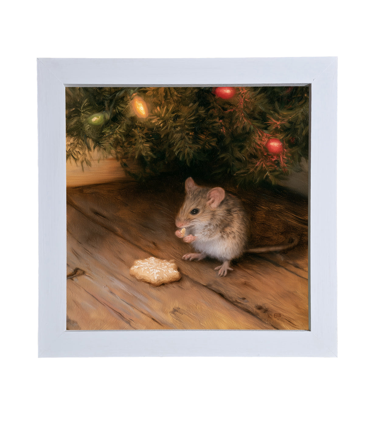 Realistic field mouse beside a snowy scene in a rustic wood frame — product view 9