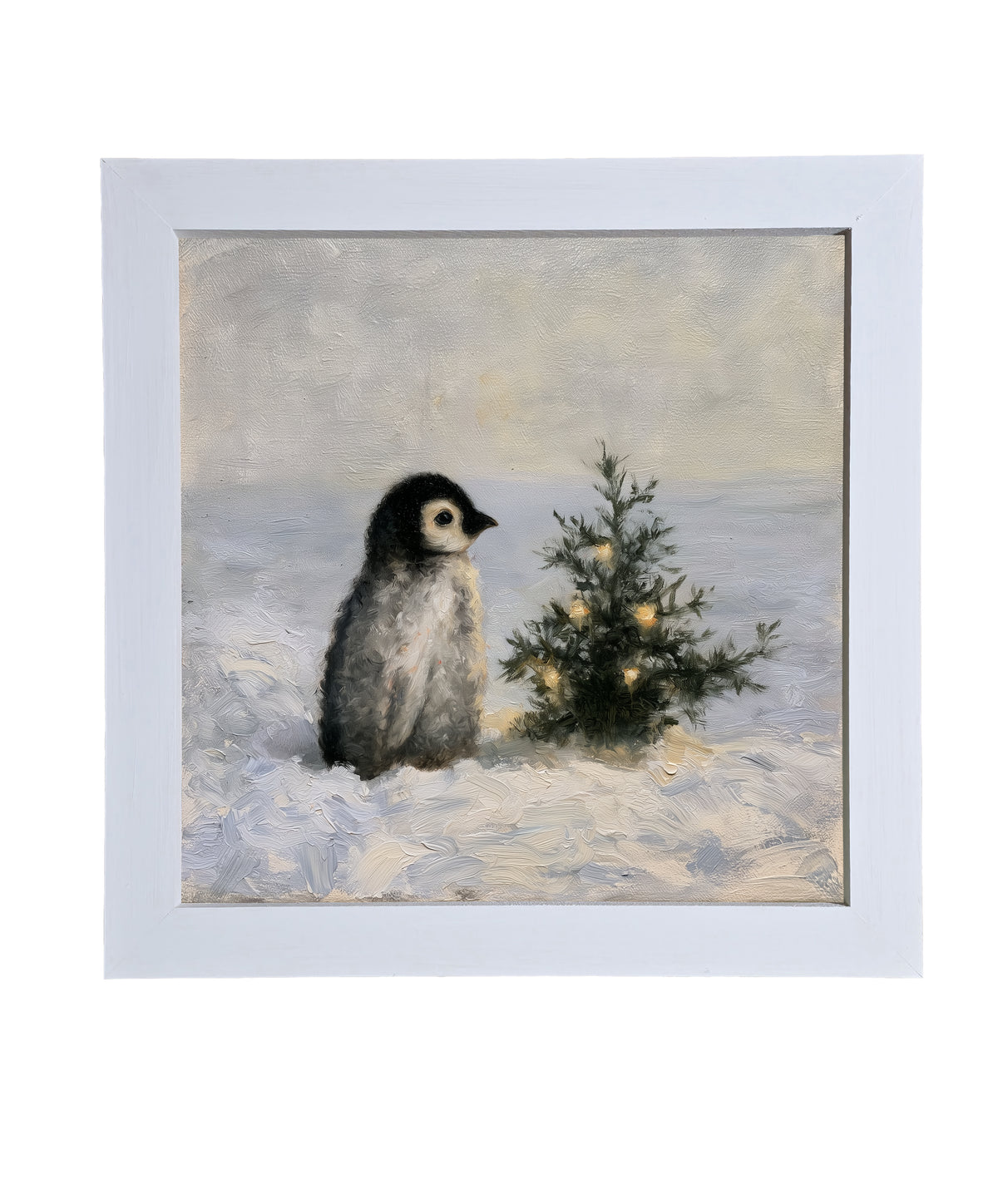 A fluffy emperor penguin chick stands quietly, depicted in soft white, black, and gray tones. — product view 9