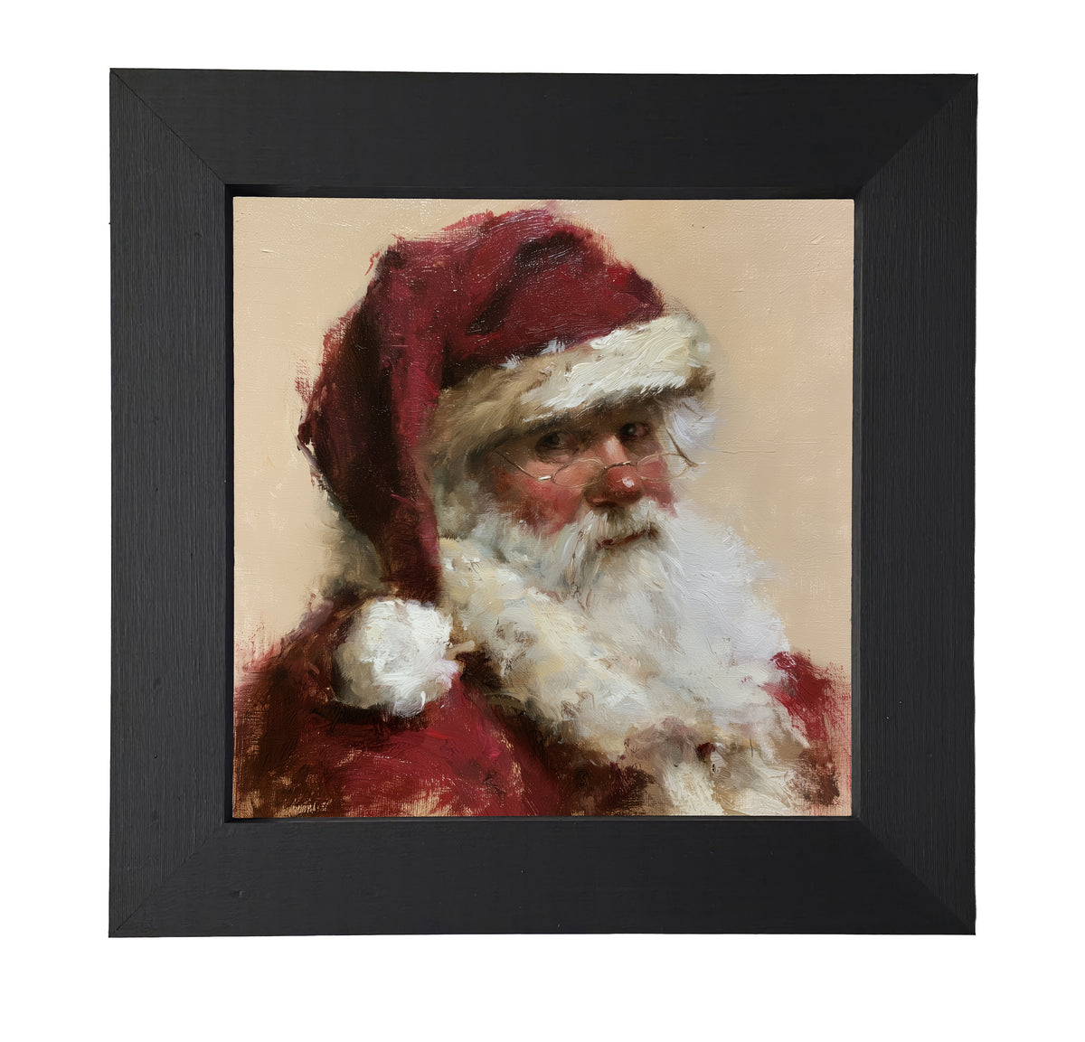 Traditional portrait of Santa Claus in red and white, framed in farmhouse wood — product view 7