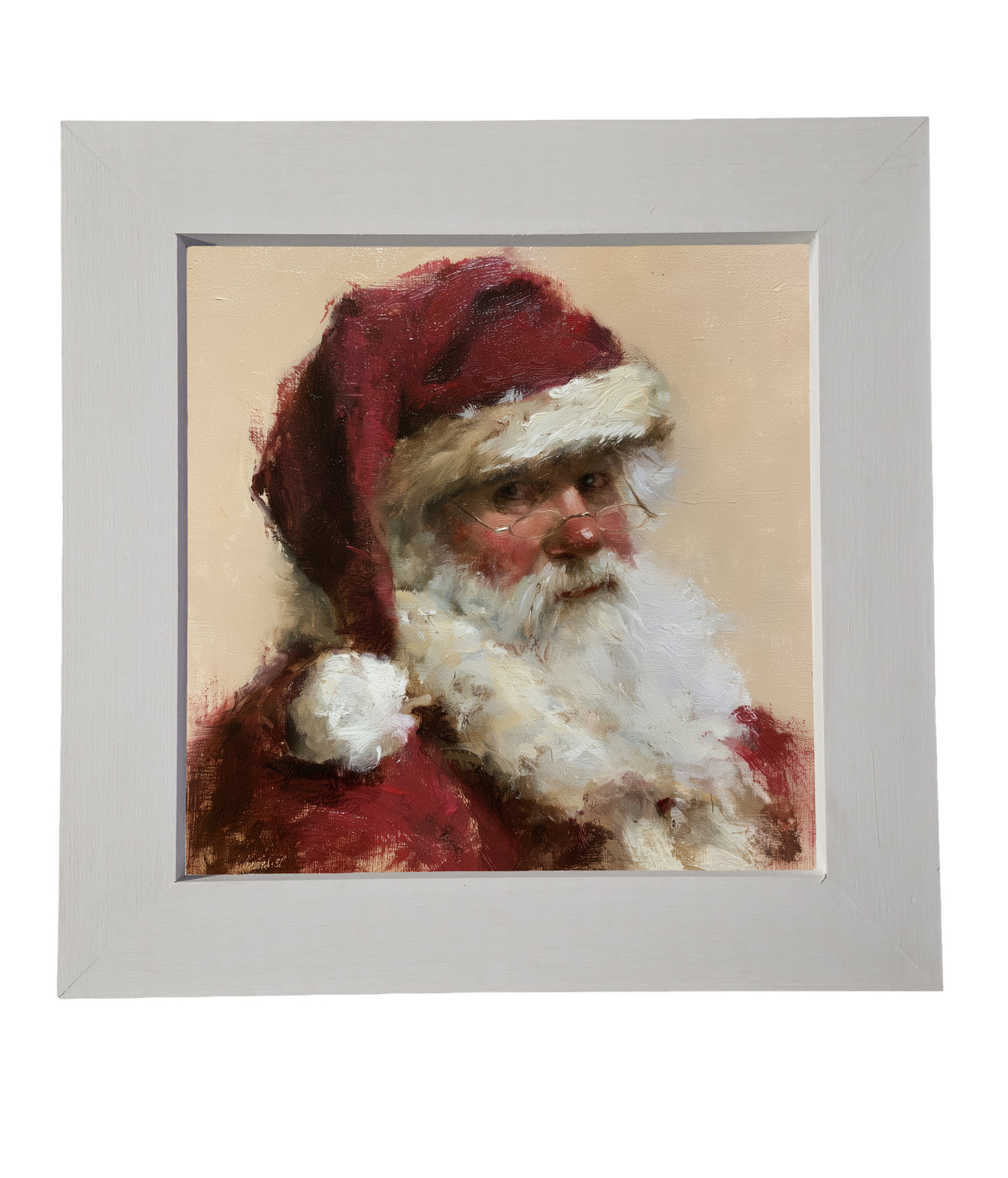 Traditional portrait of Santa Claus in red and white, framed in farmhouse wood — product view 6