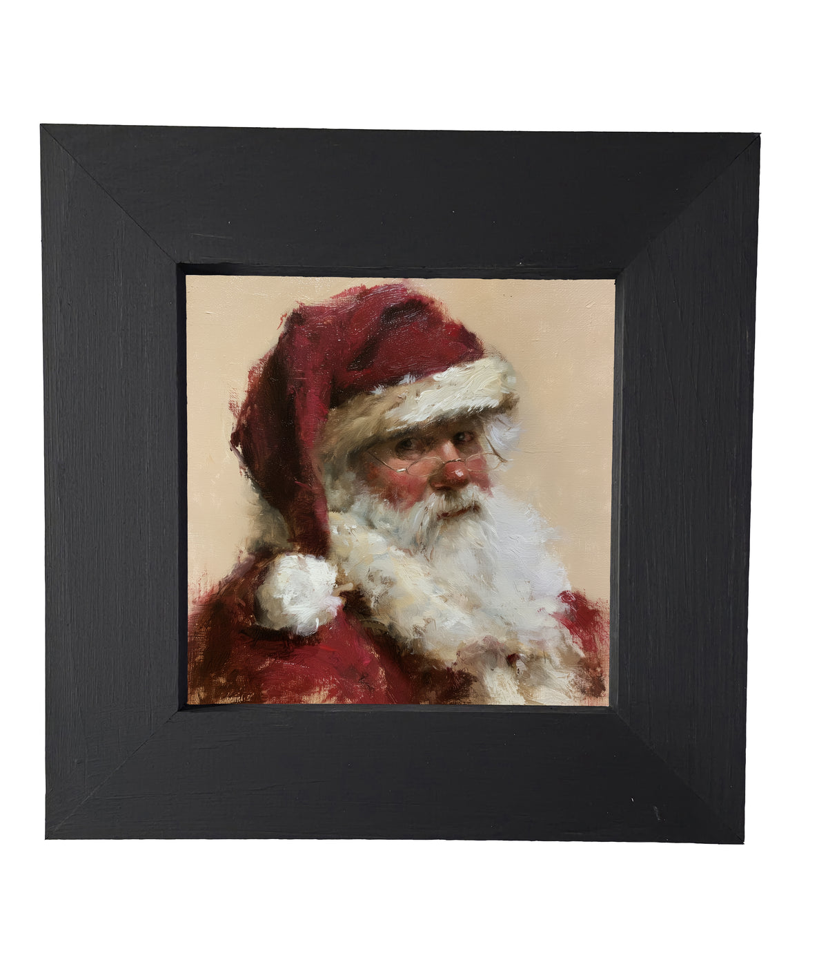 Traditional portrait of Santa Claus in red and white, framed in farmhouse wood — product view 5
