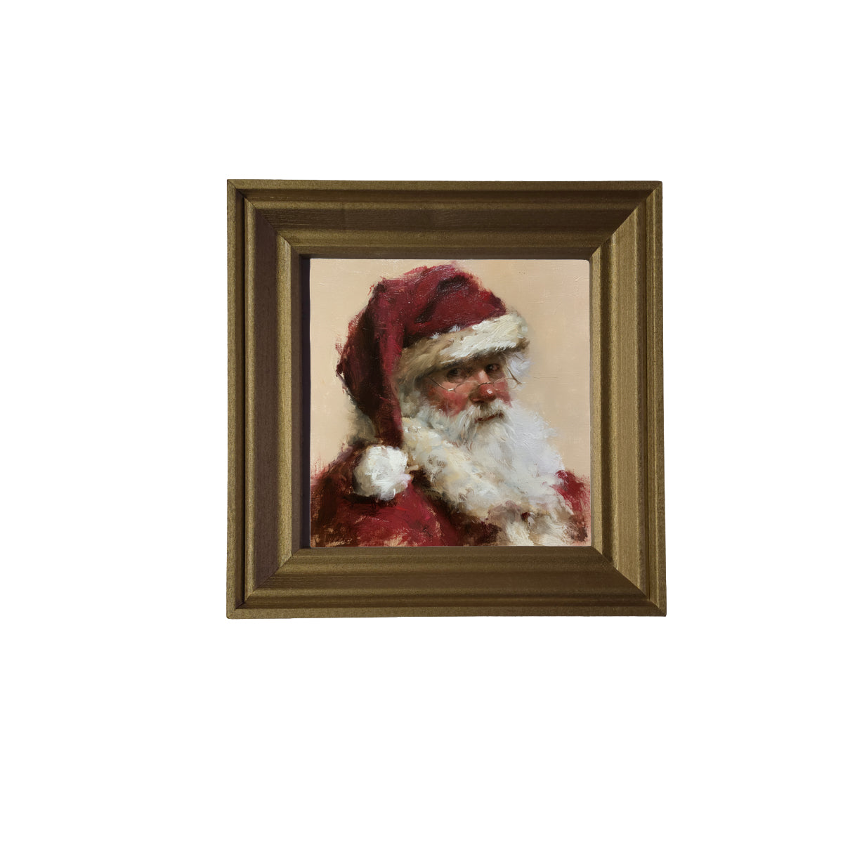 Traditional portrait of Santa Claus in red and white, framed in farmhouse wood — product view 3