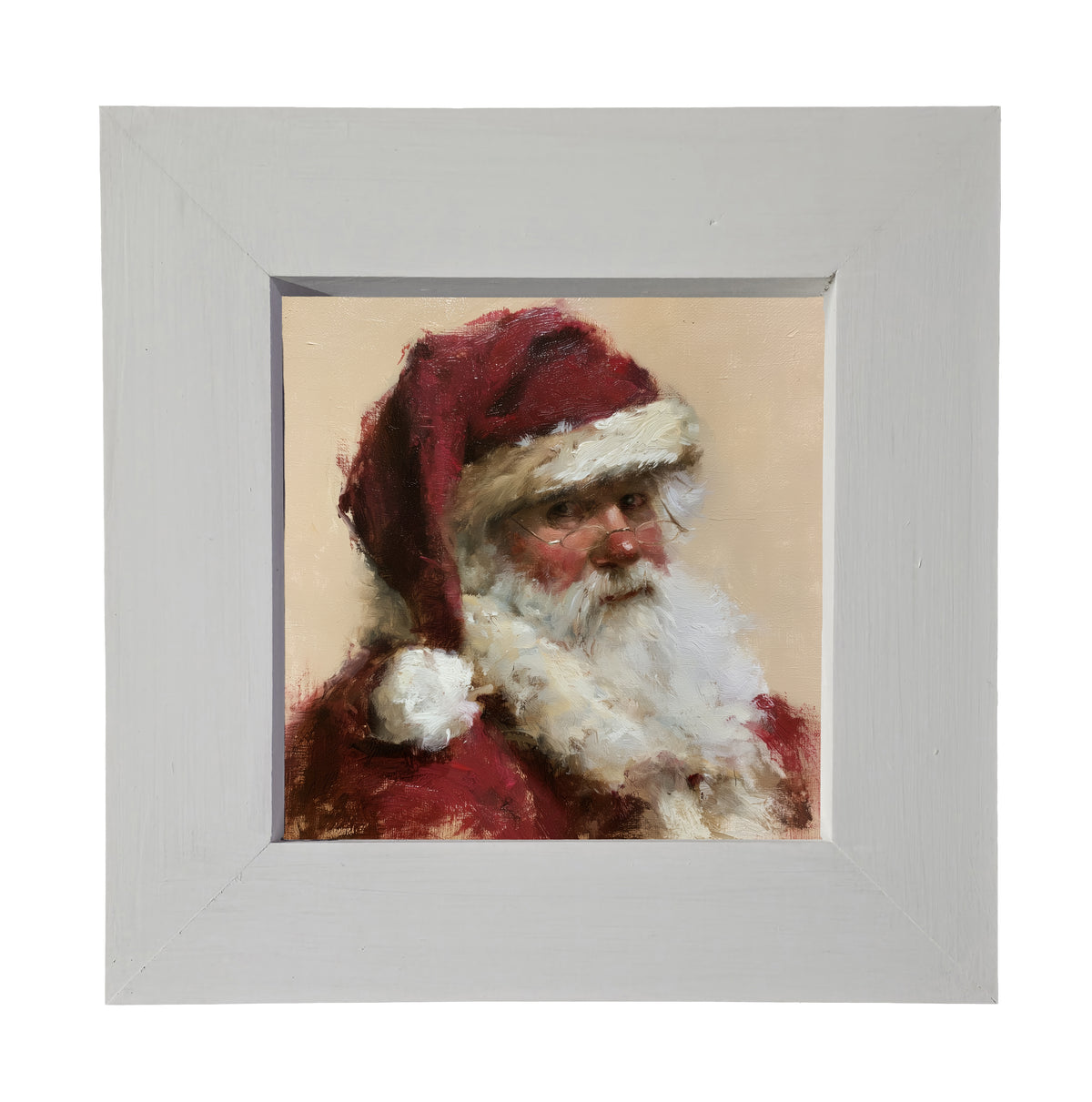 Traditional portrait of Santa Claus in red and white, framed in farmhouse wood — product view 4