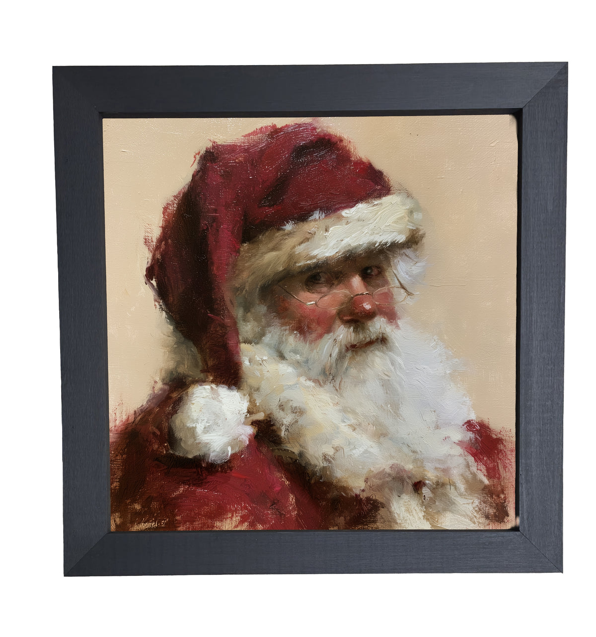 Traditional portrait of Santa Claus in red and white, framed in farmhouse wood — product view 10
