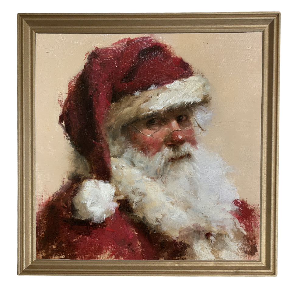 Traditional portrait of Santa Claus in red and white, framed in farmhouse wood — product view 8