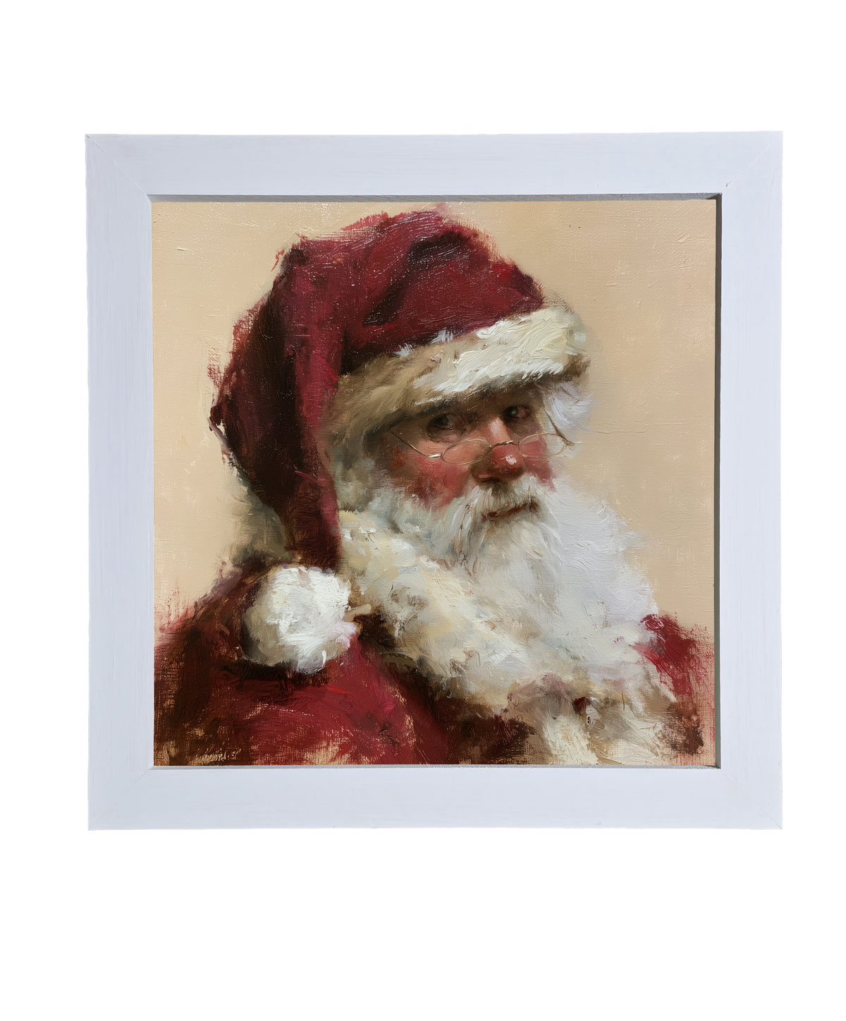 Traditional portrait of Santa Claus in red and white, framed in farmhouse wood — product view 9