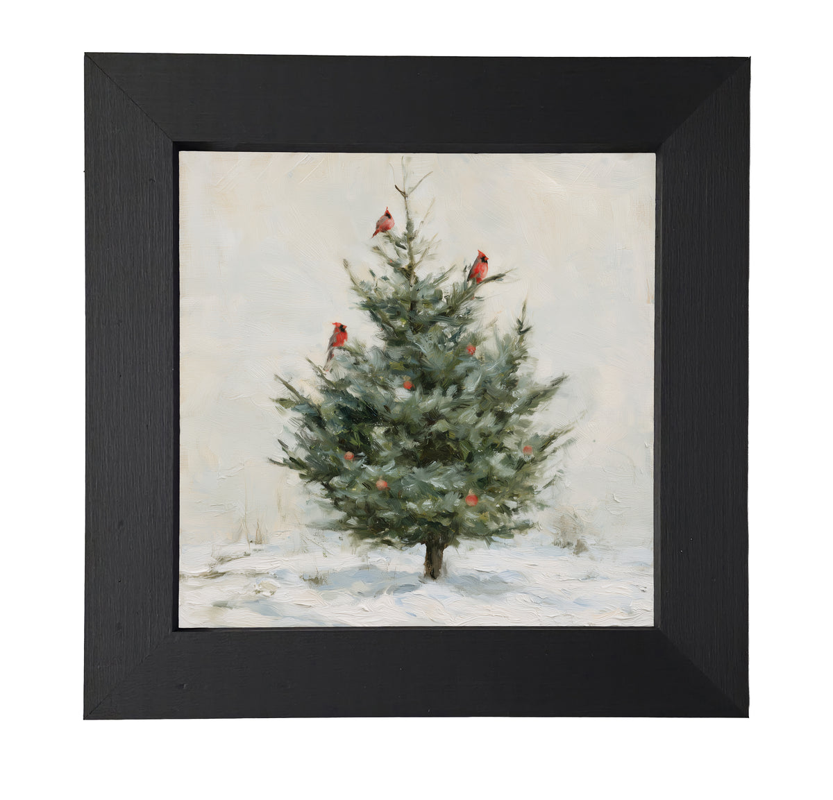 rustic framed art of a small natural evergreen tree on a white background — product view 7