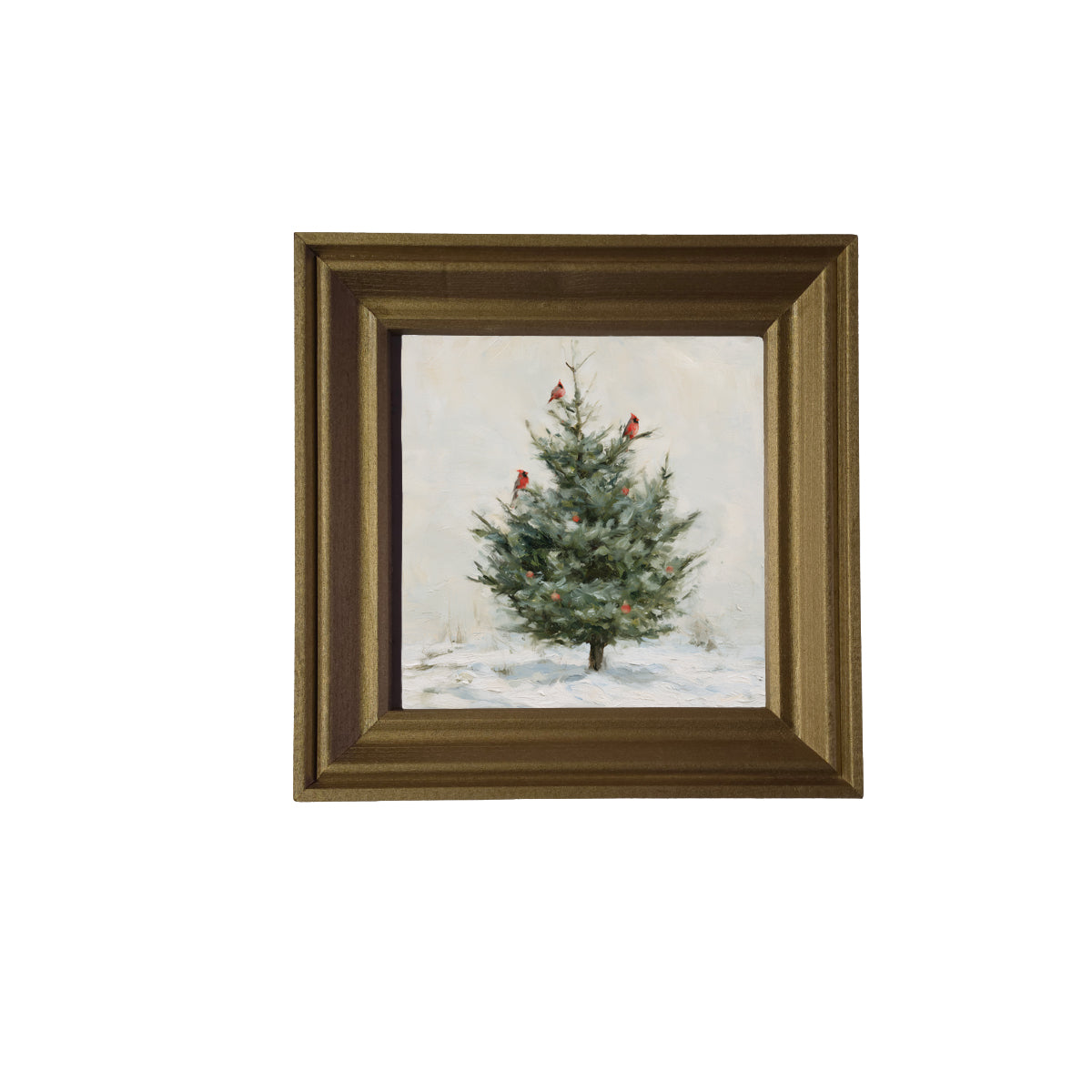 rustic framed art of a small natural evergreen tree on a white background — product view 3